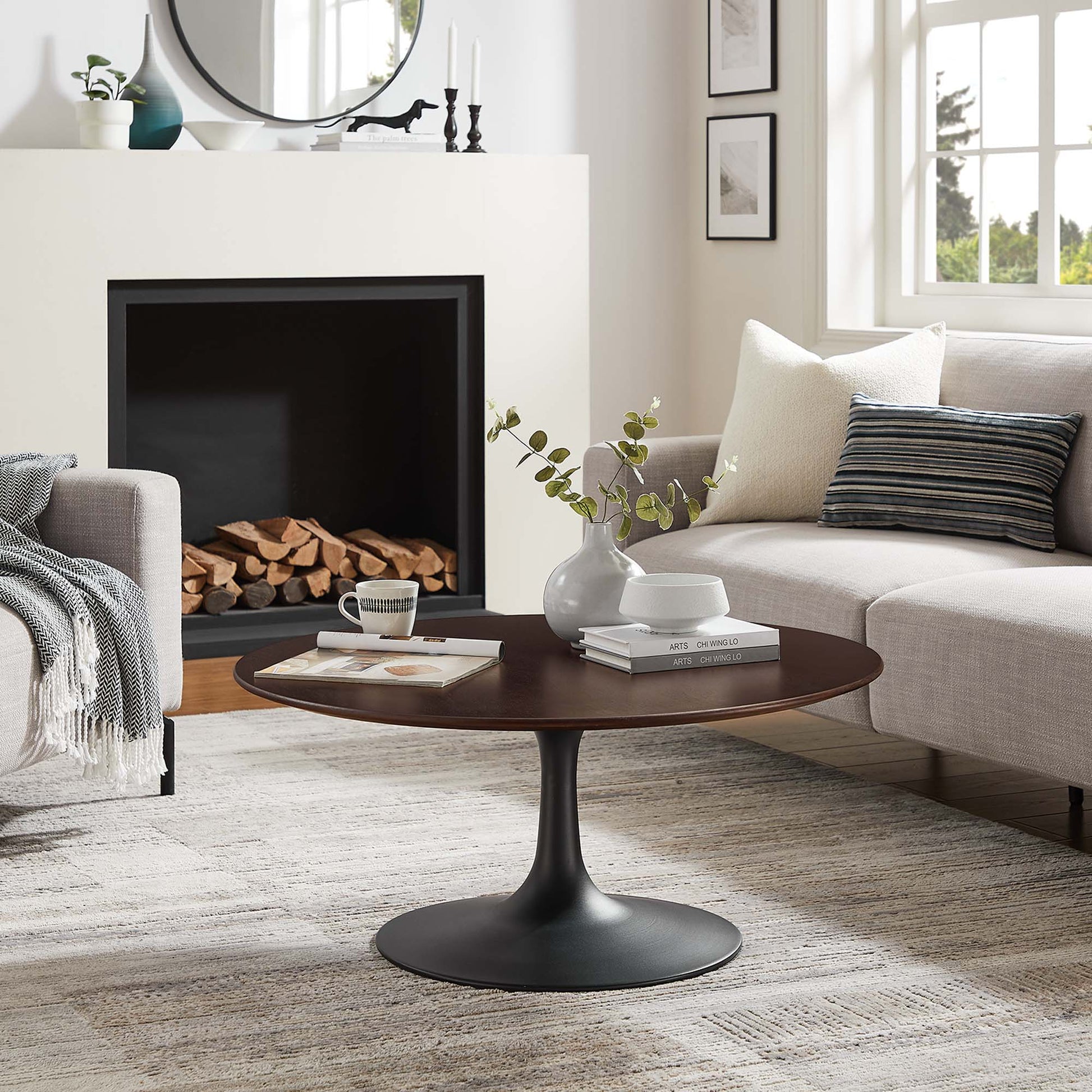 Lippa 36" Round Wood Coffee Table by Modway - Best Buy Furniture