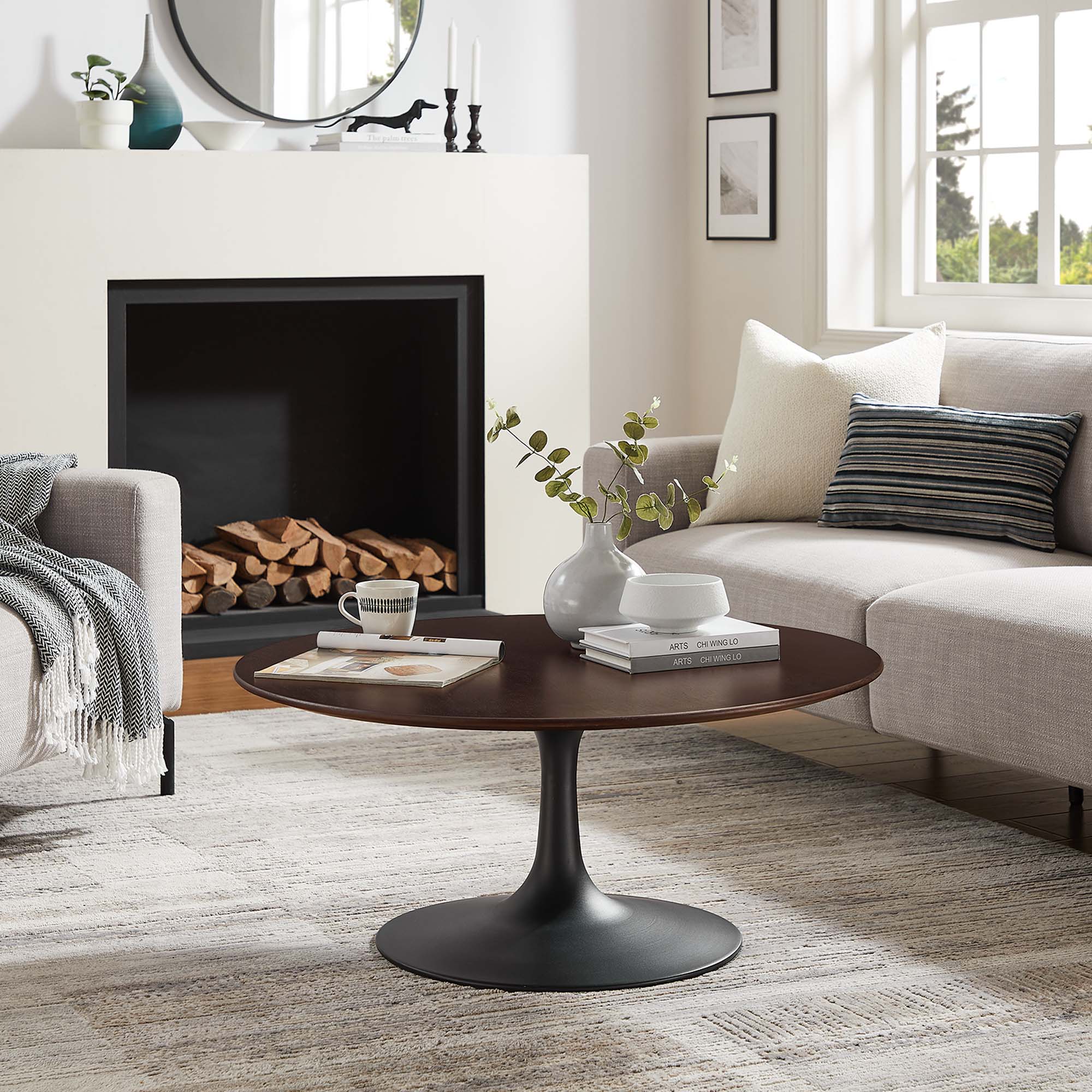 Lippa 36" Round Wood Coffee Table by Modway - Best Buy Furniture