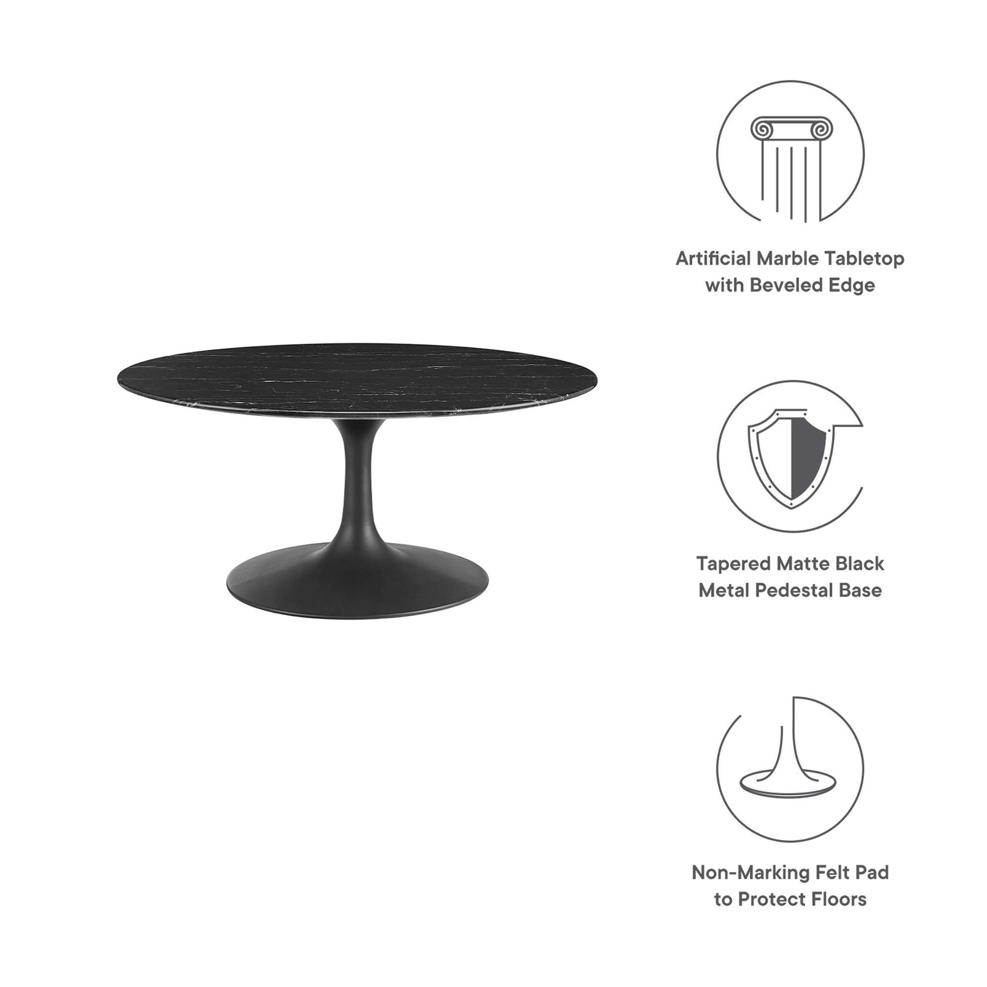 Lippa 36" Round Faux Marble Coffee Table by Modway - Best Buy Furniture