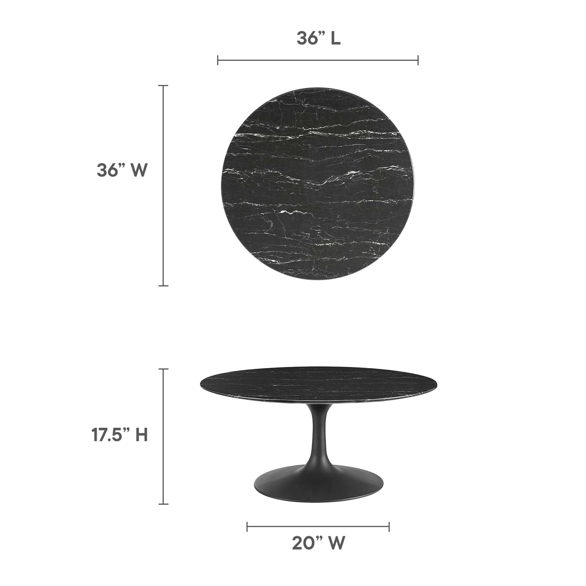 Lippa 36" Round Faux Marble Coffee Table by Modway - Best Buy Furniture
