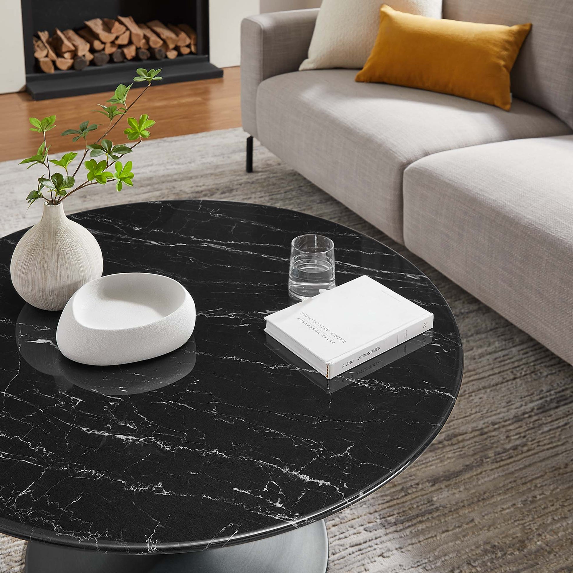 Lippa 36" Round Faux Marble Coffee Table by Modway - Best Buy Furniture