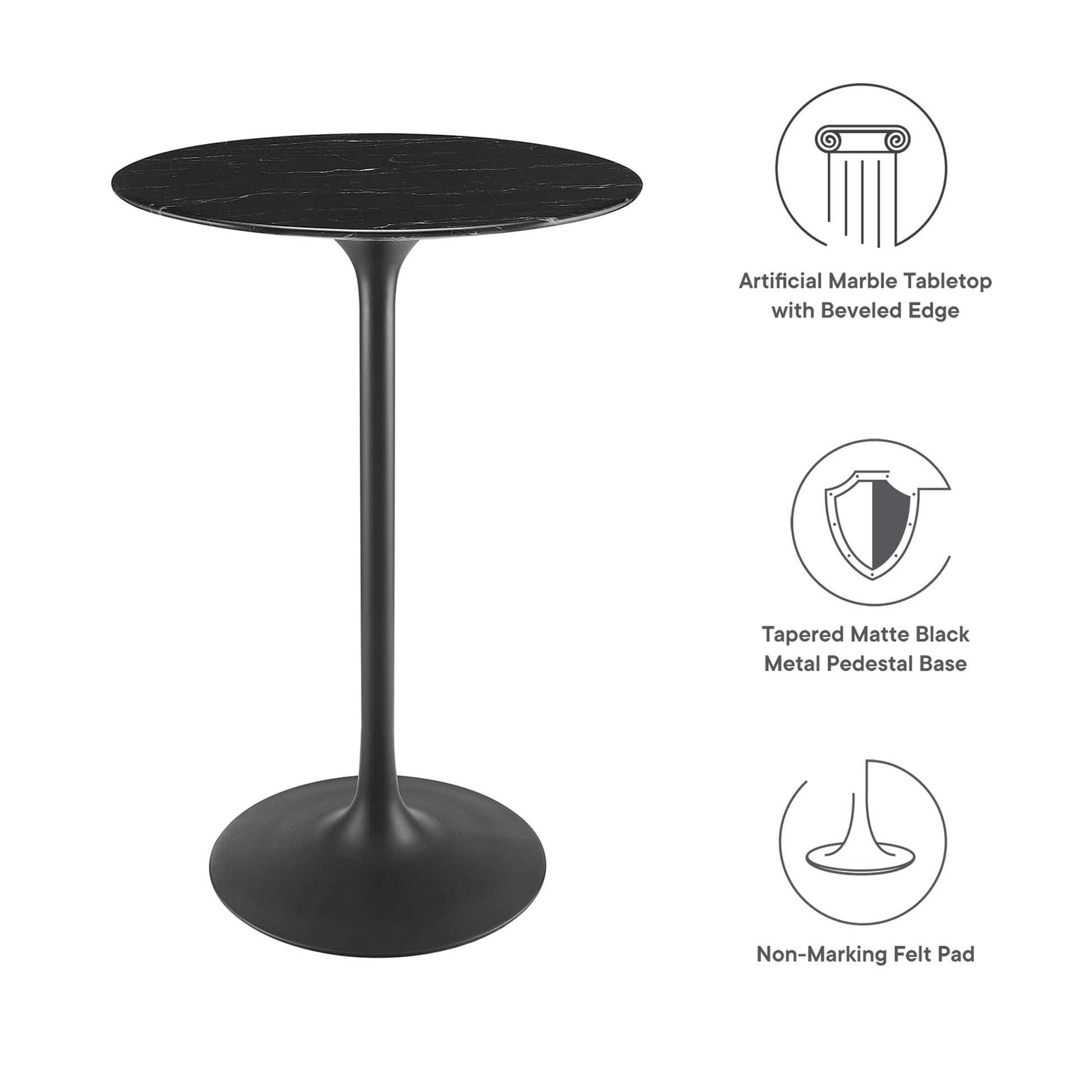 Lippa 28" Round Faux Marble Bar Table by Modway - Best Buy Furniture