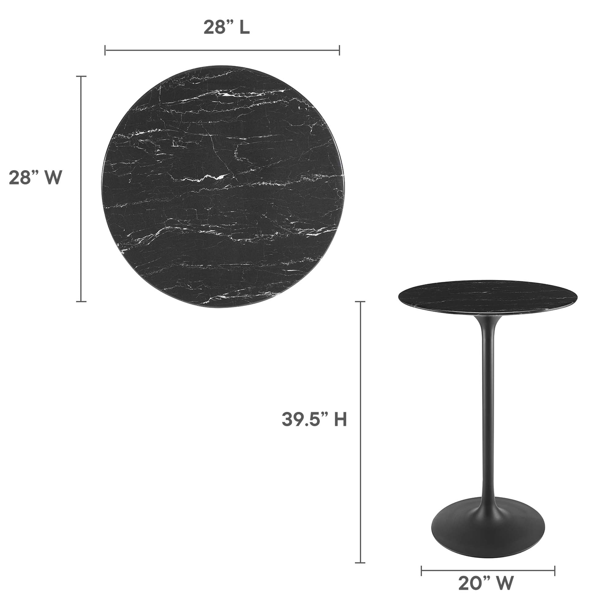 Lippa 28" Round Faux Marble Bar Table by Modway - Best Buy Furniture