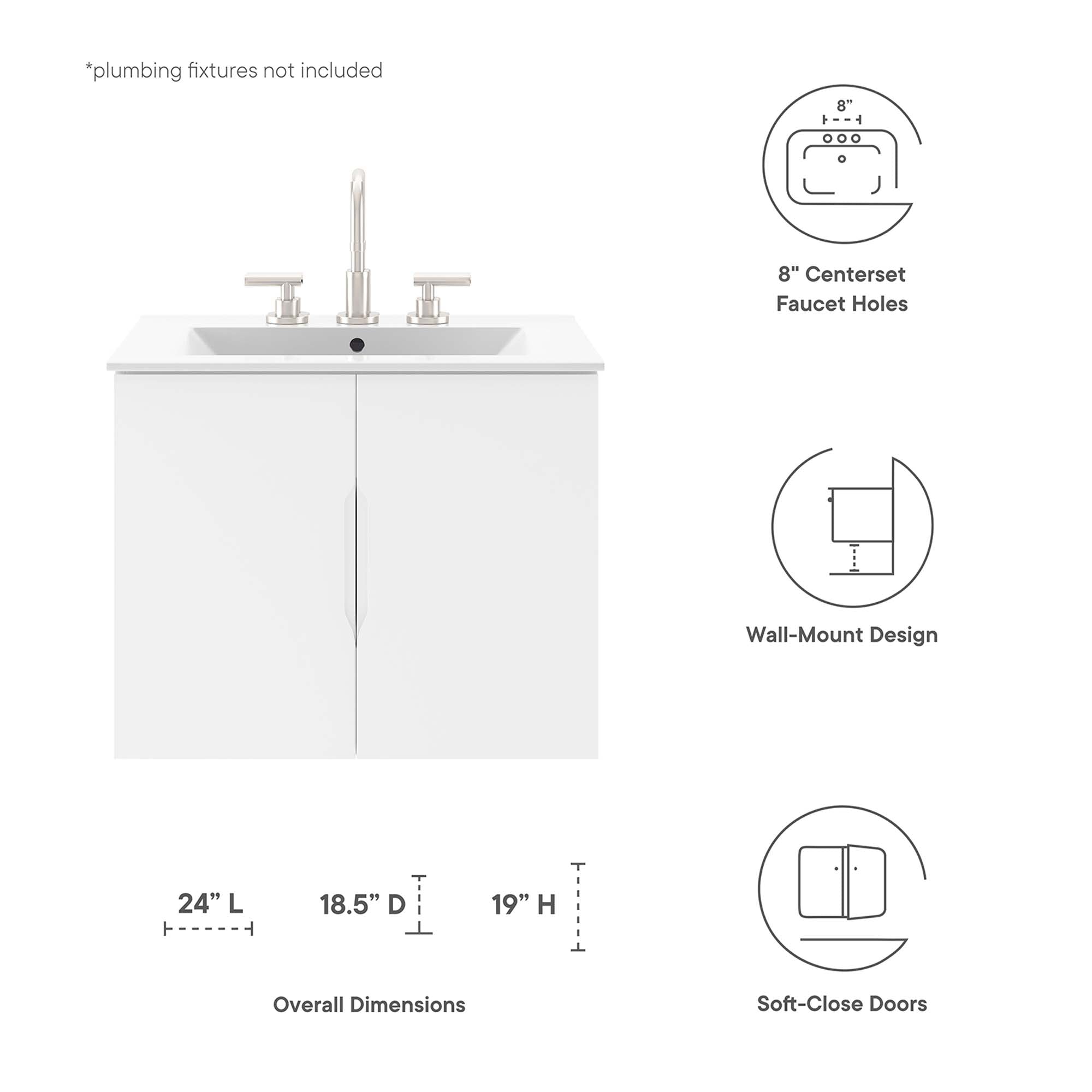 Vitality 24" Bathroom Vanity Cabinet (Sink Basin Not Included) by Modway