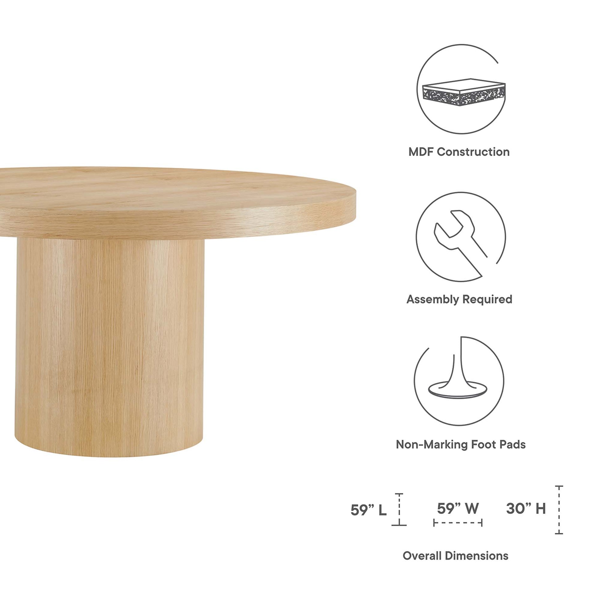 Gratify 60" Round Dining Table by Modway - Best Buy Furniture