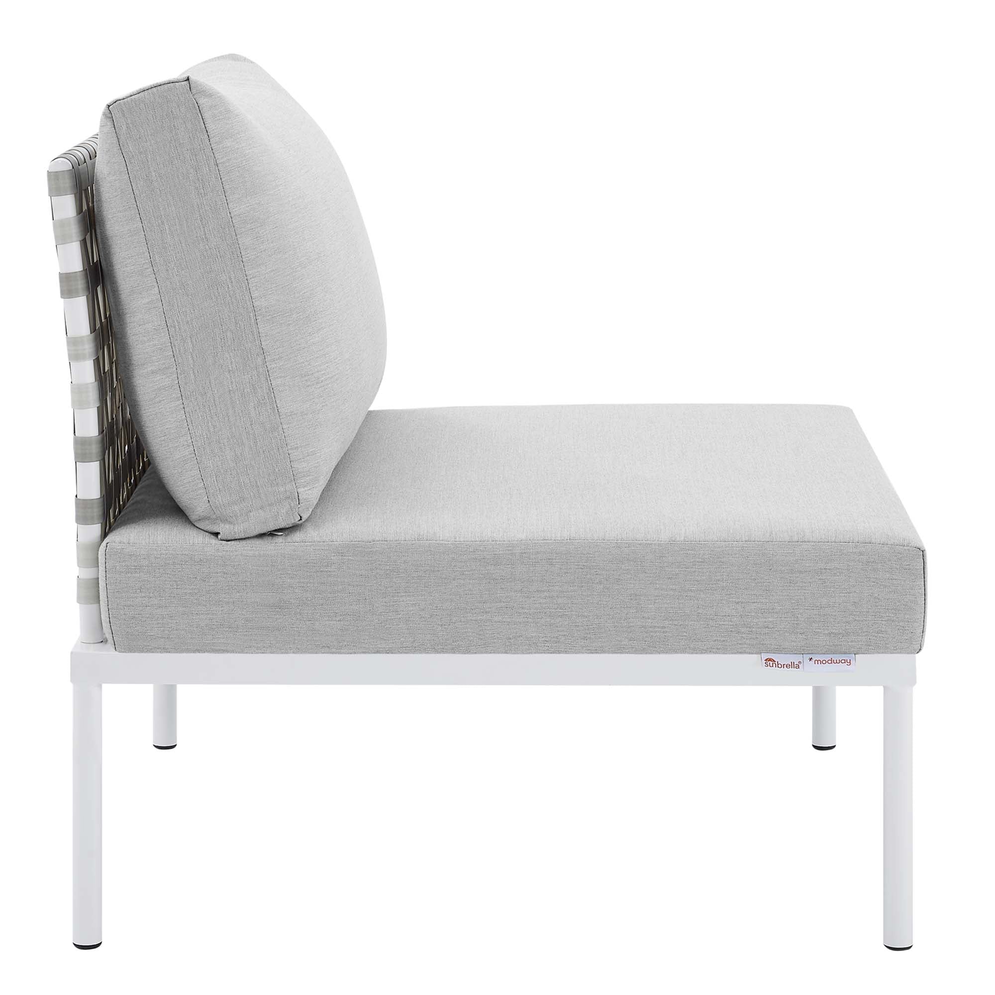 Harmony Sunbrella� Basket Weave Outdoor Patio Aluminum Armless Chair by Modway