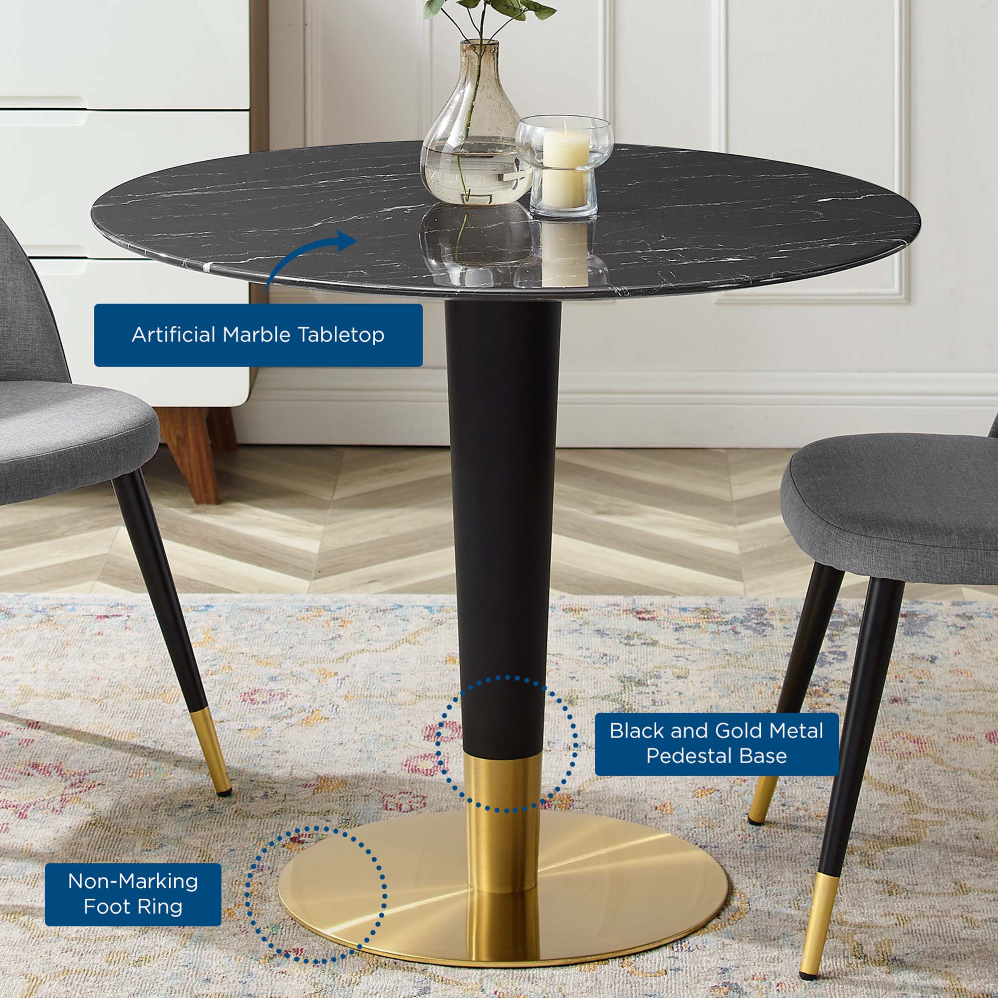 Zinque 36" Artificial Marble Dining Table by Modway
