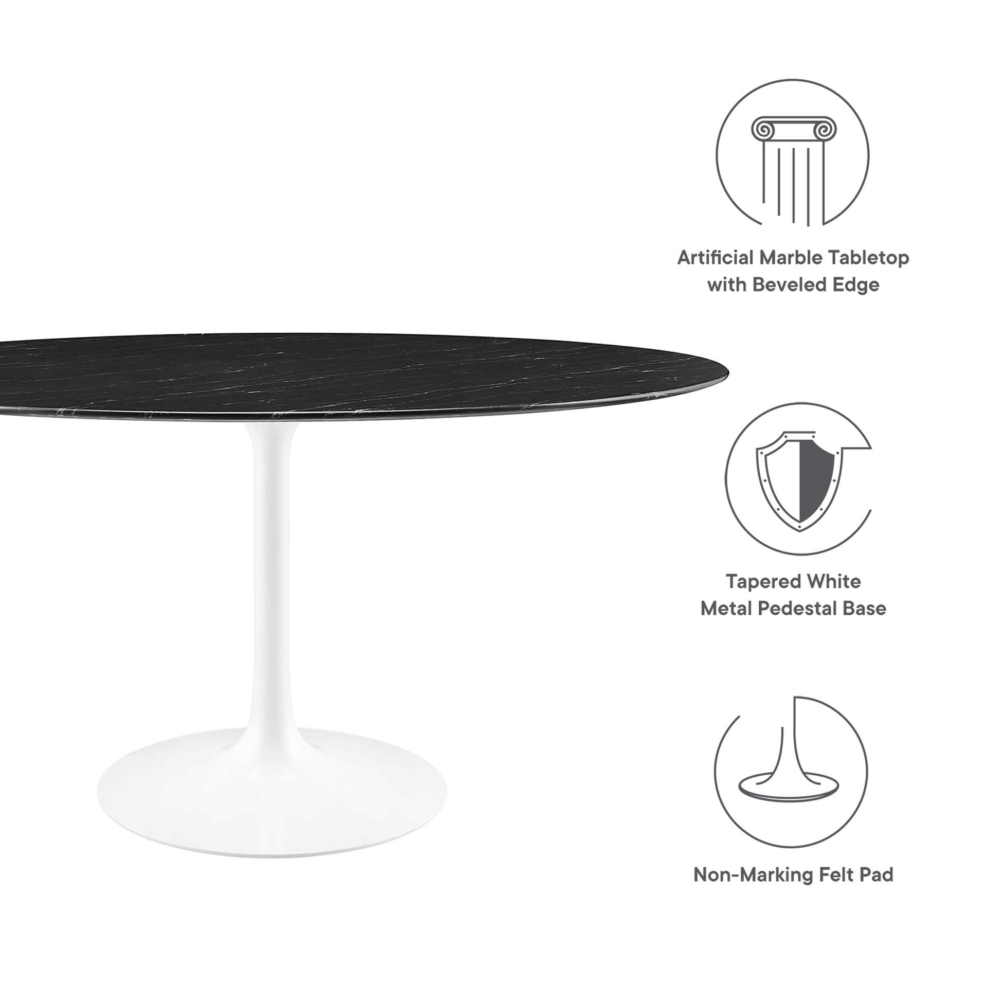 Lippa 60" Round Faux Marble Dining Table by Modway - Best Buy Furniture