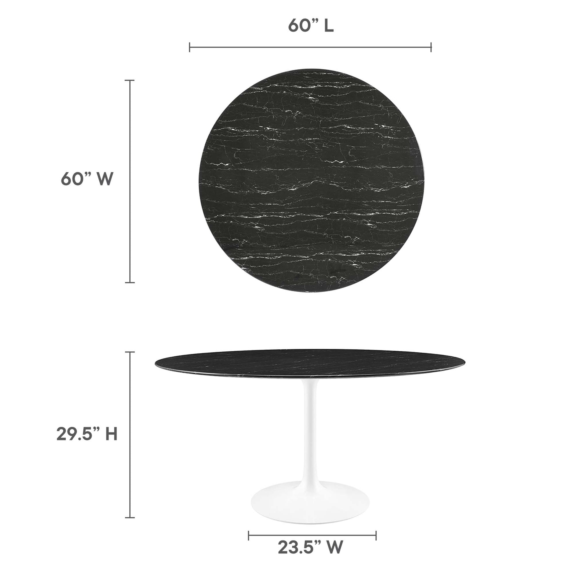 Lippa 60" Round Faux Marble Dining Table by Modway - Best Buy Furniture