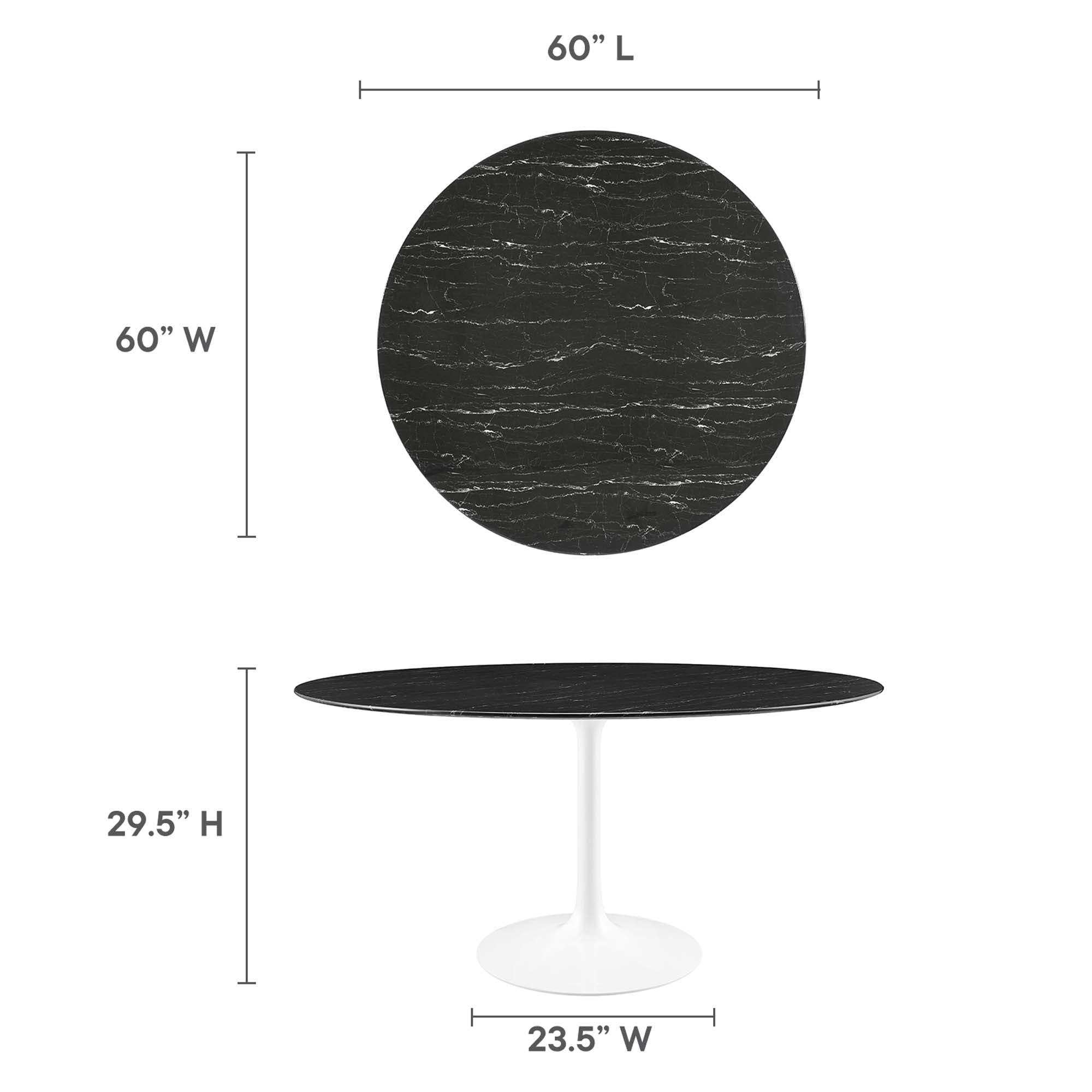 Lippa 60" Round Faux Marble Dining Table by Modway - Best Buy Furniture