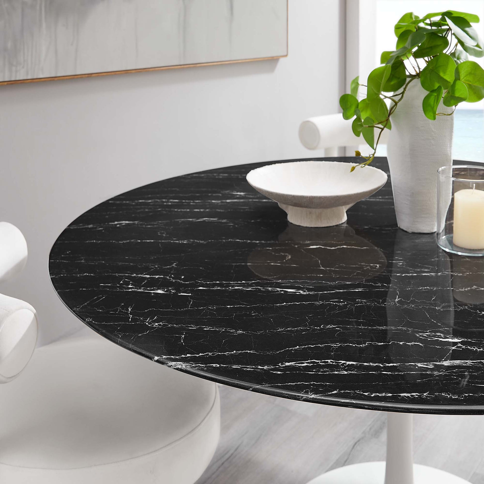Lippa 60" Round Faux Marble Dining Table by Modway - Best Buy Furniture