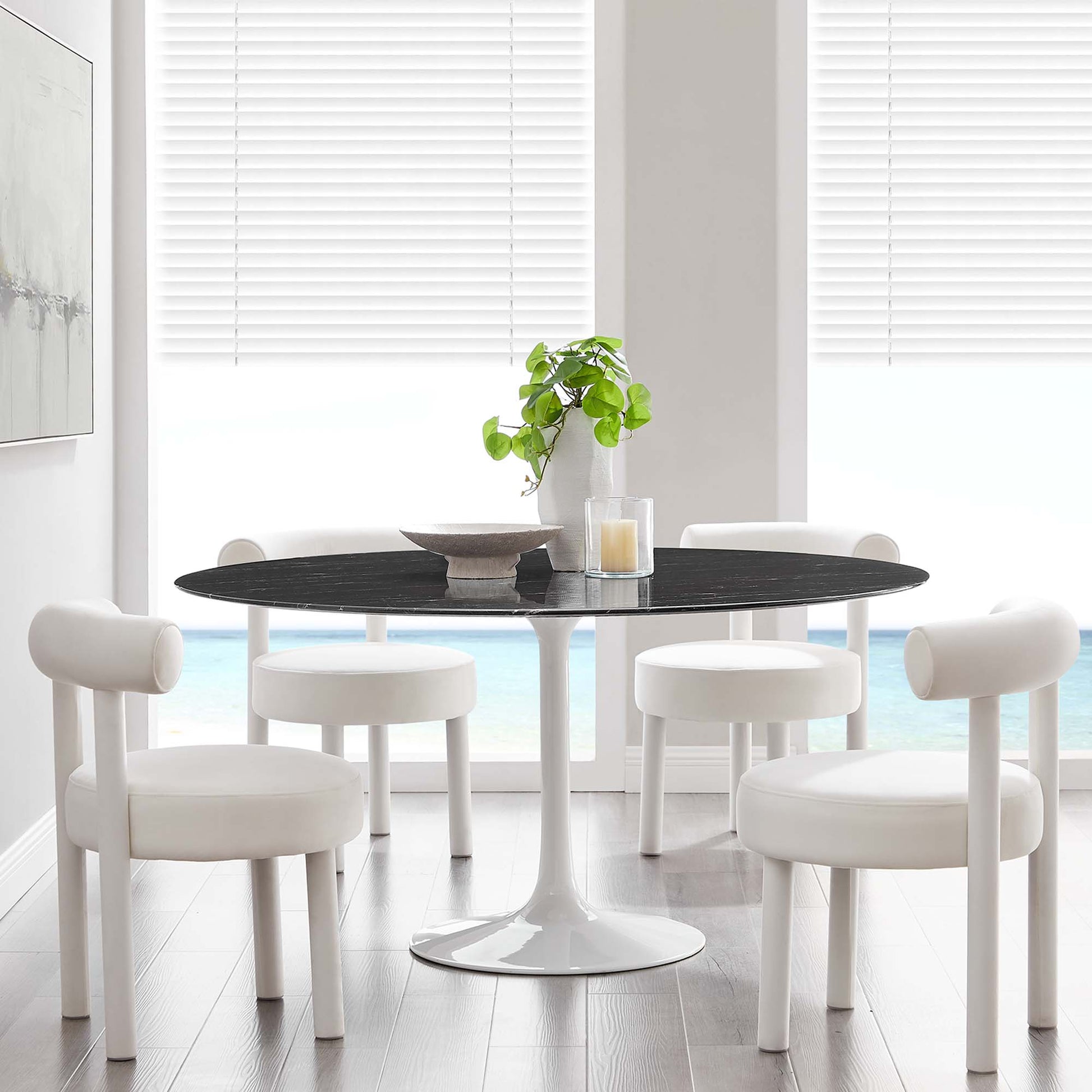 Lippa 60" Round Faux Marble Dining Table by Modway - Best Buy Furniture