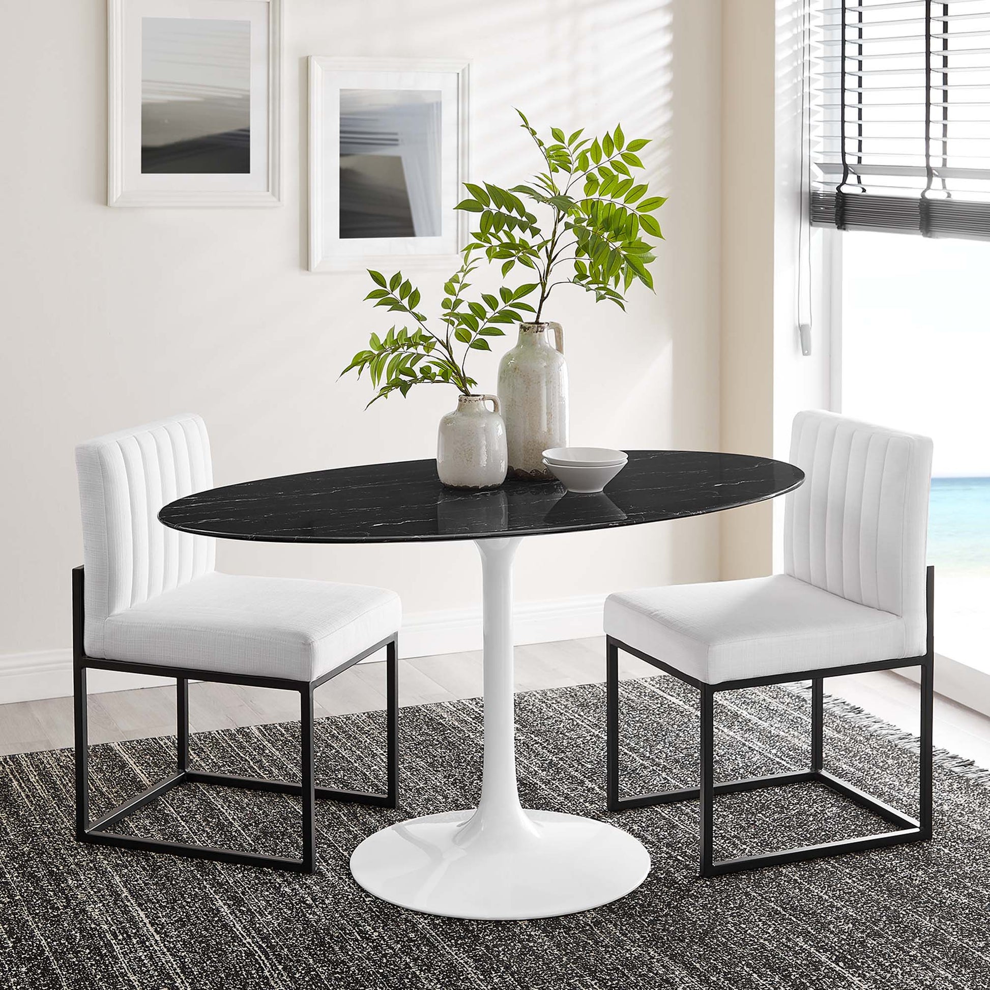 Lippa 54" Oval Faux Marble Dining Table by Modway - Best Buy Furniture