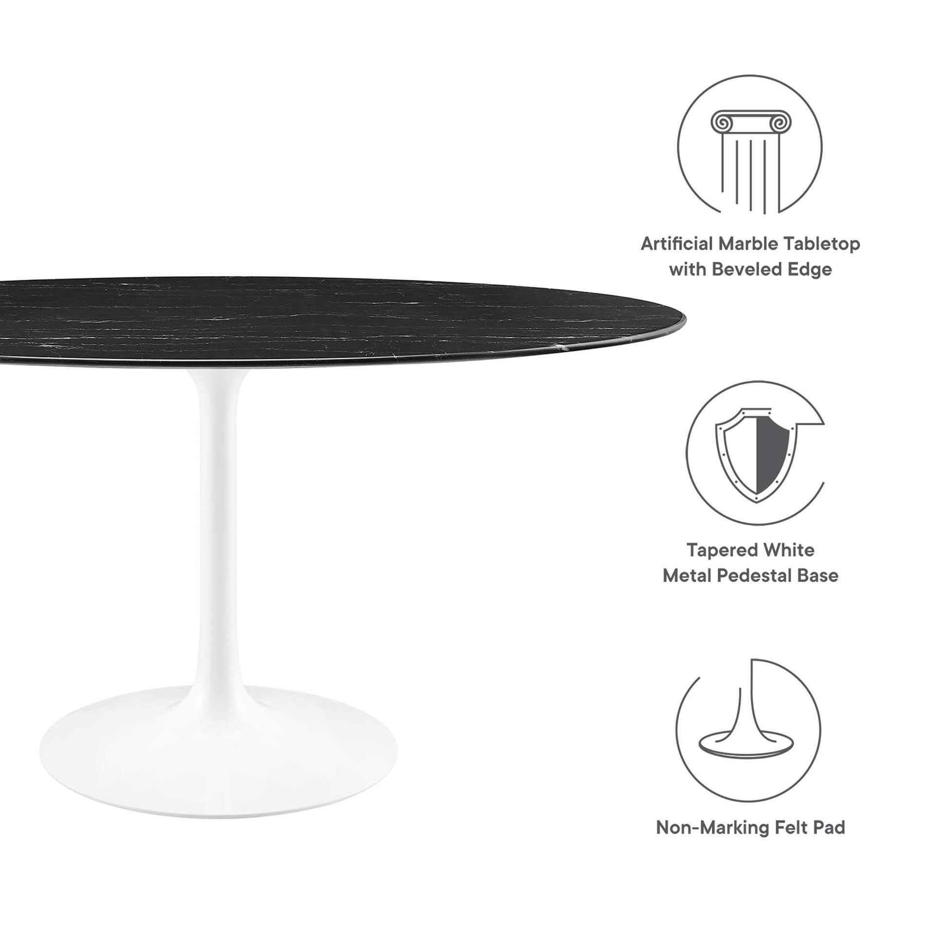 Lippa 60" Oval Faux Marble Dining Table by Modway - Best Buy Furniture