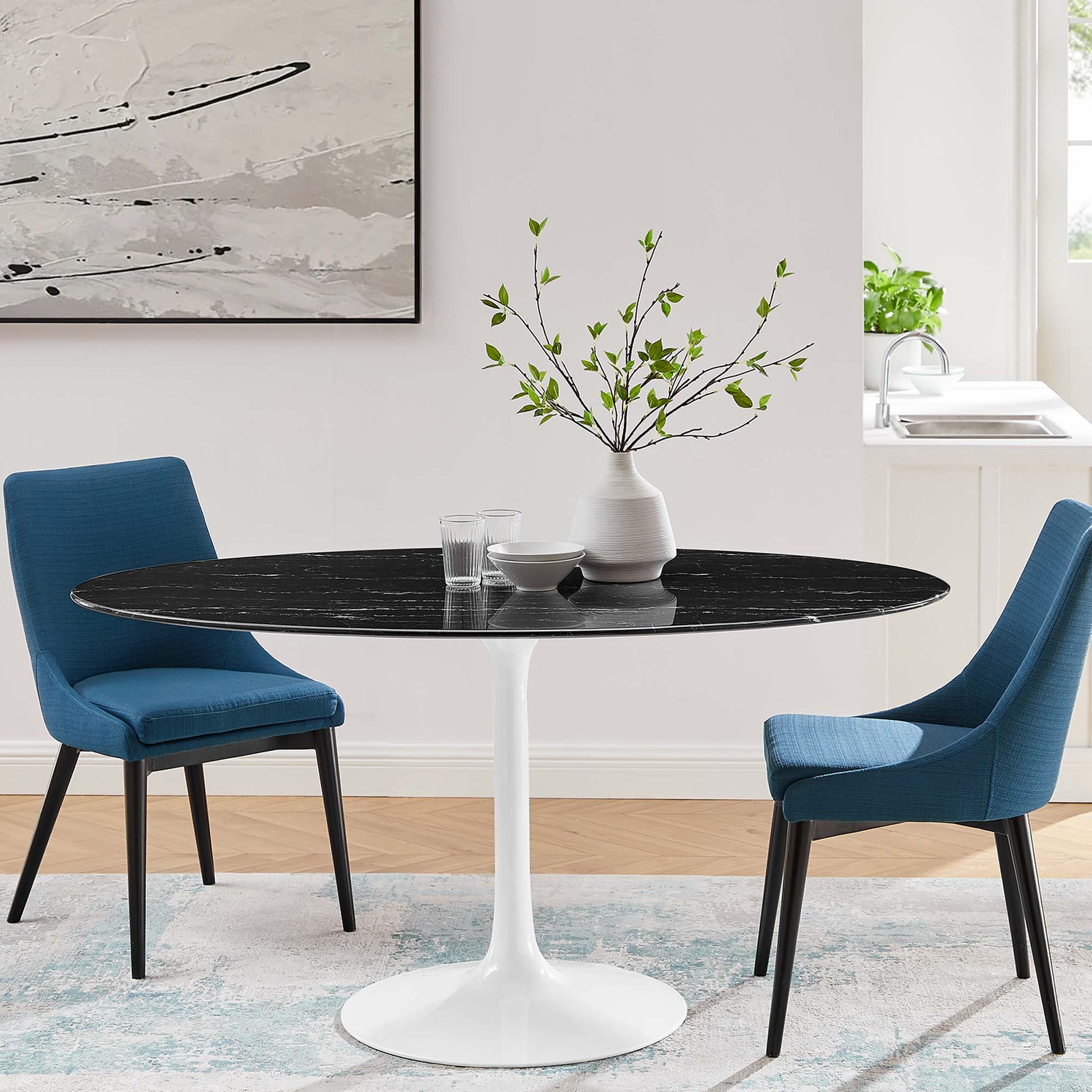 Lippa 60" Oval Faux Marble Dining Table by Modway - Best Buy Furniture