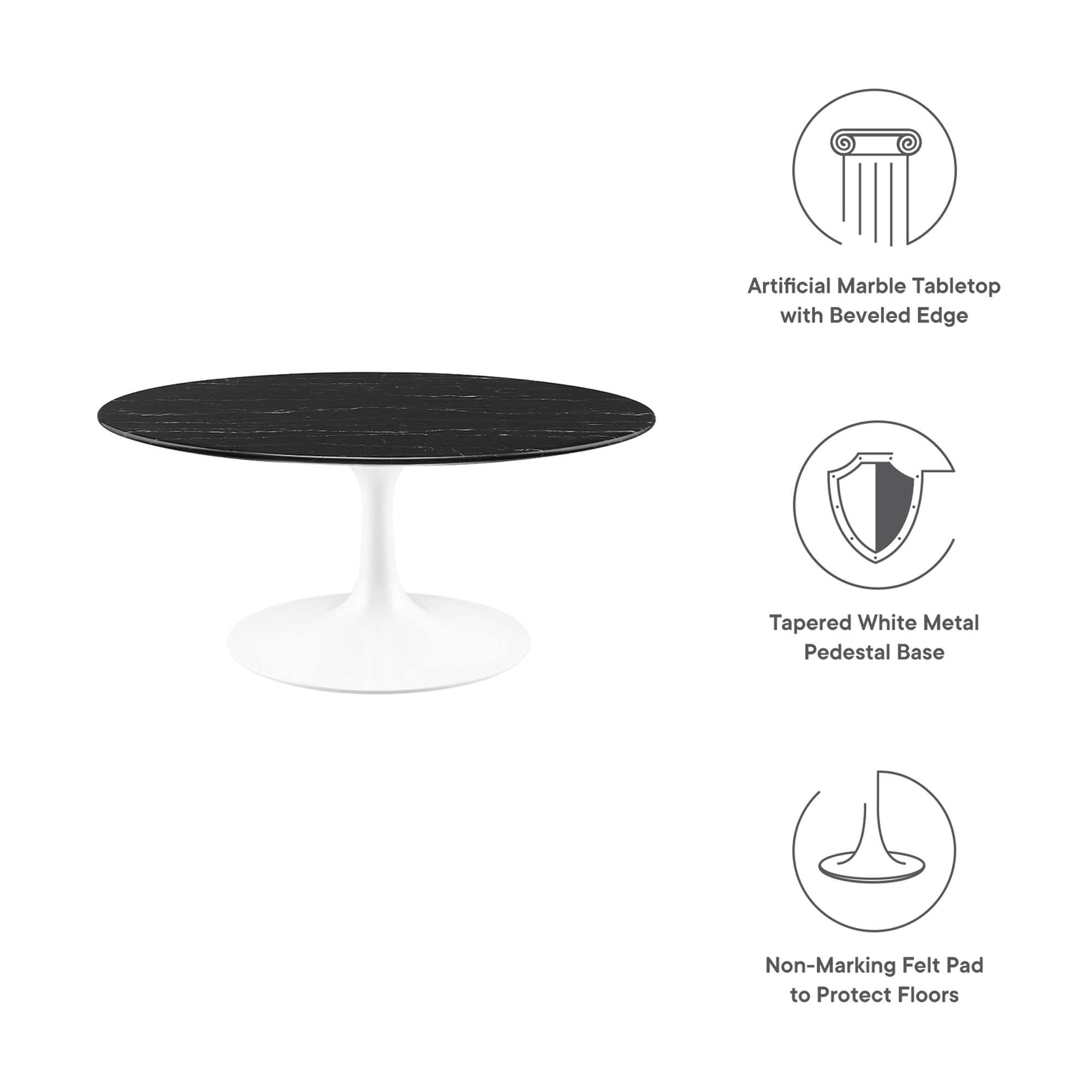 Lippa 36" Round Faux Marble Coffee Table by Modway - Best Buy Furniture