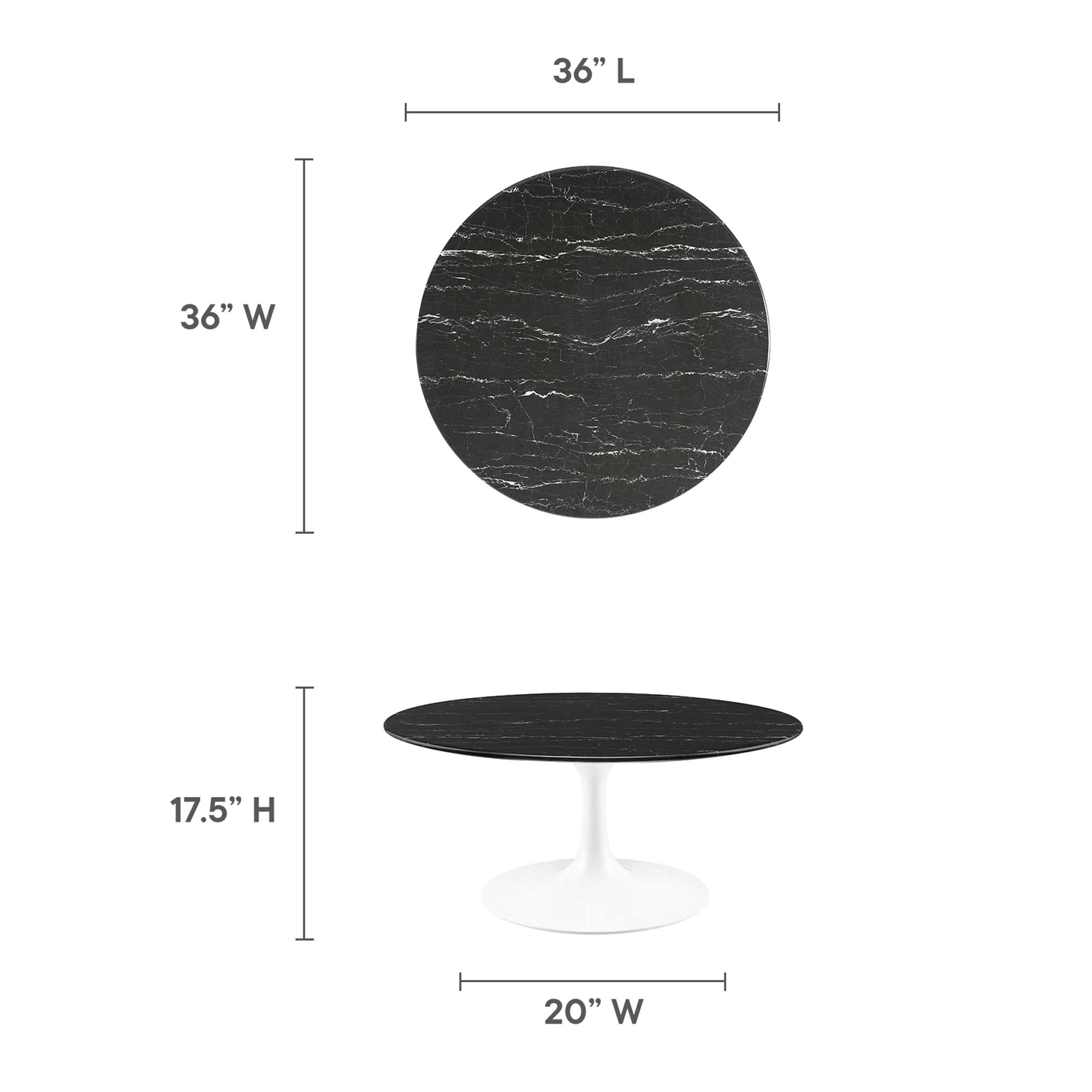 Lippa 36" Round Faux Marble Coffee Table by Modway - Best Buy Furniture