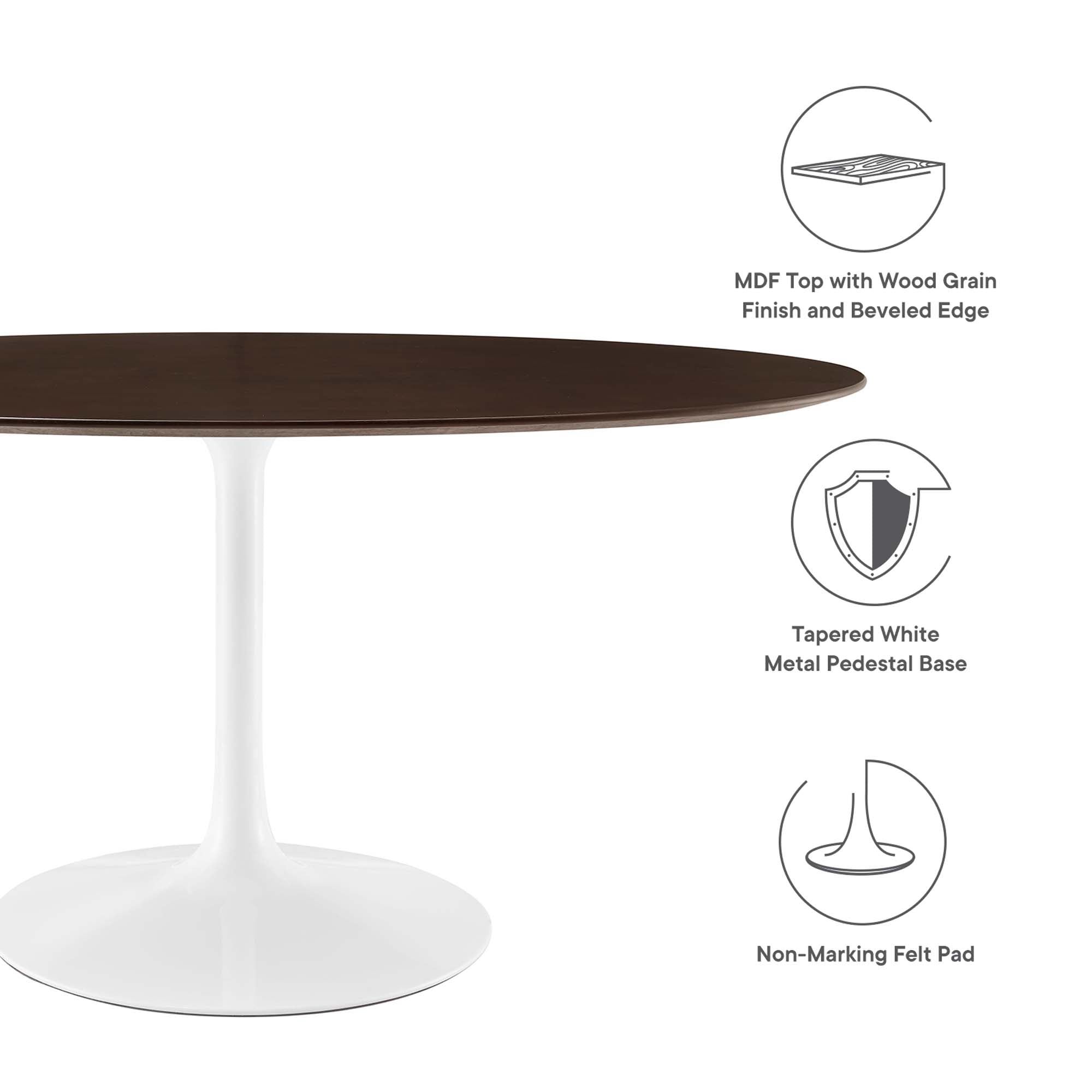 Lippa 60" Oval Cherry Walnut Wood Dining Table by Modway - Best Buy Furniture