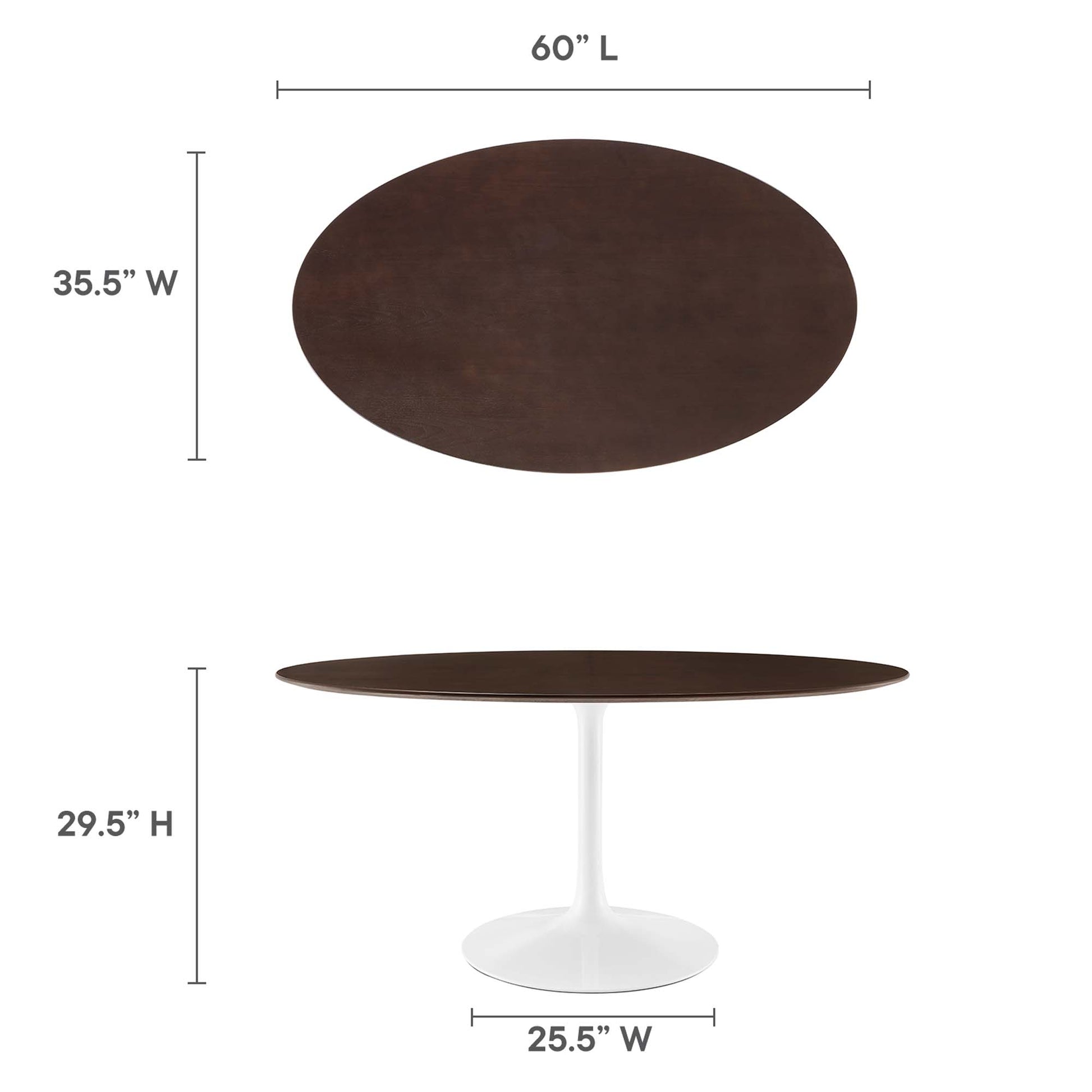 Lippa 60" Oval Cherry Walnut Wood Dining Table by Modway - Best Buy Furniture