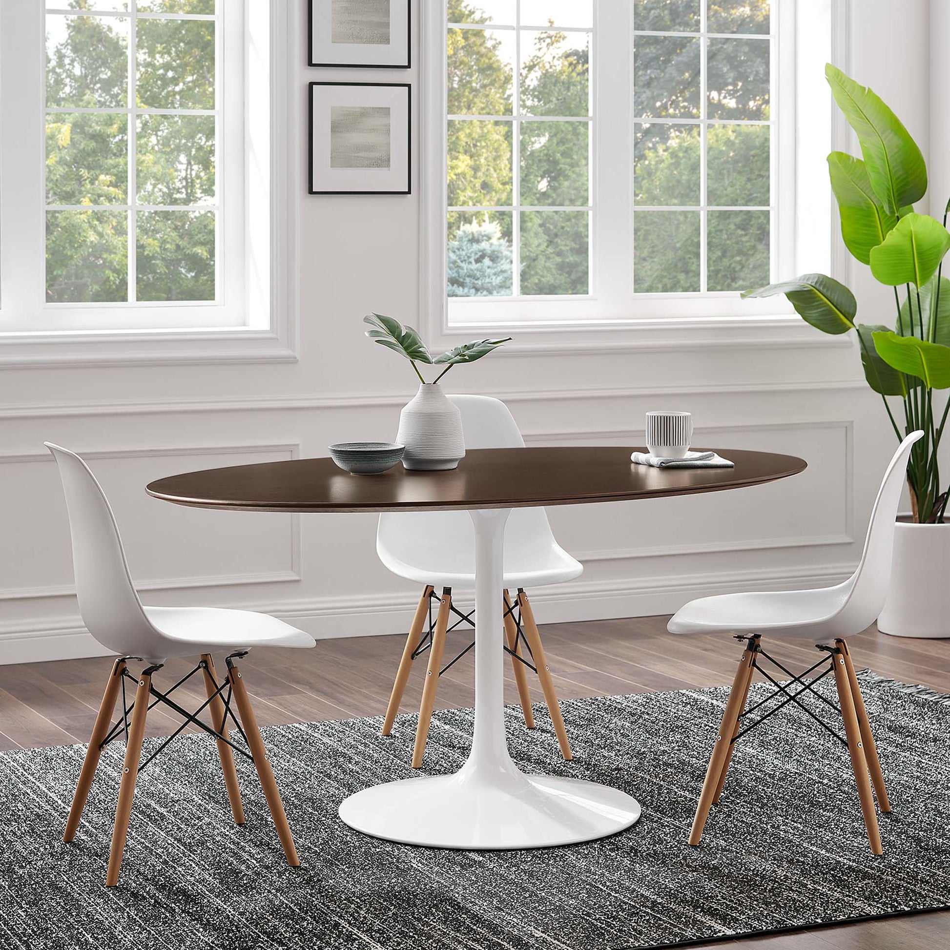 Lippa 60" Oval Cherry Walnut Wood Dining Table by Modway - Best Buy Furniture