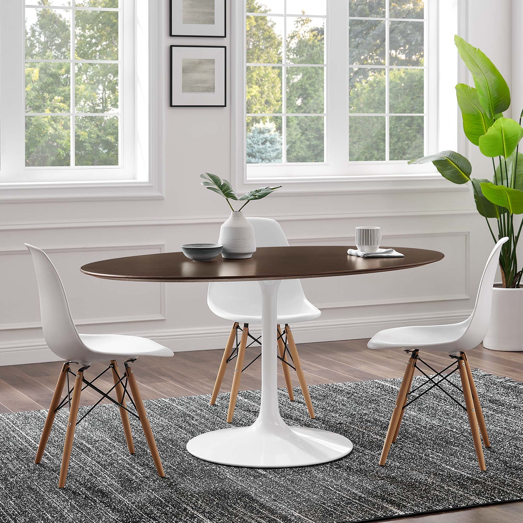 Lippa 60" Oval Cherry Walnut Wood Dining Table by Modway - Best Buy Furniture