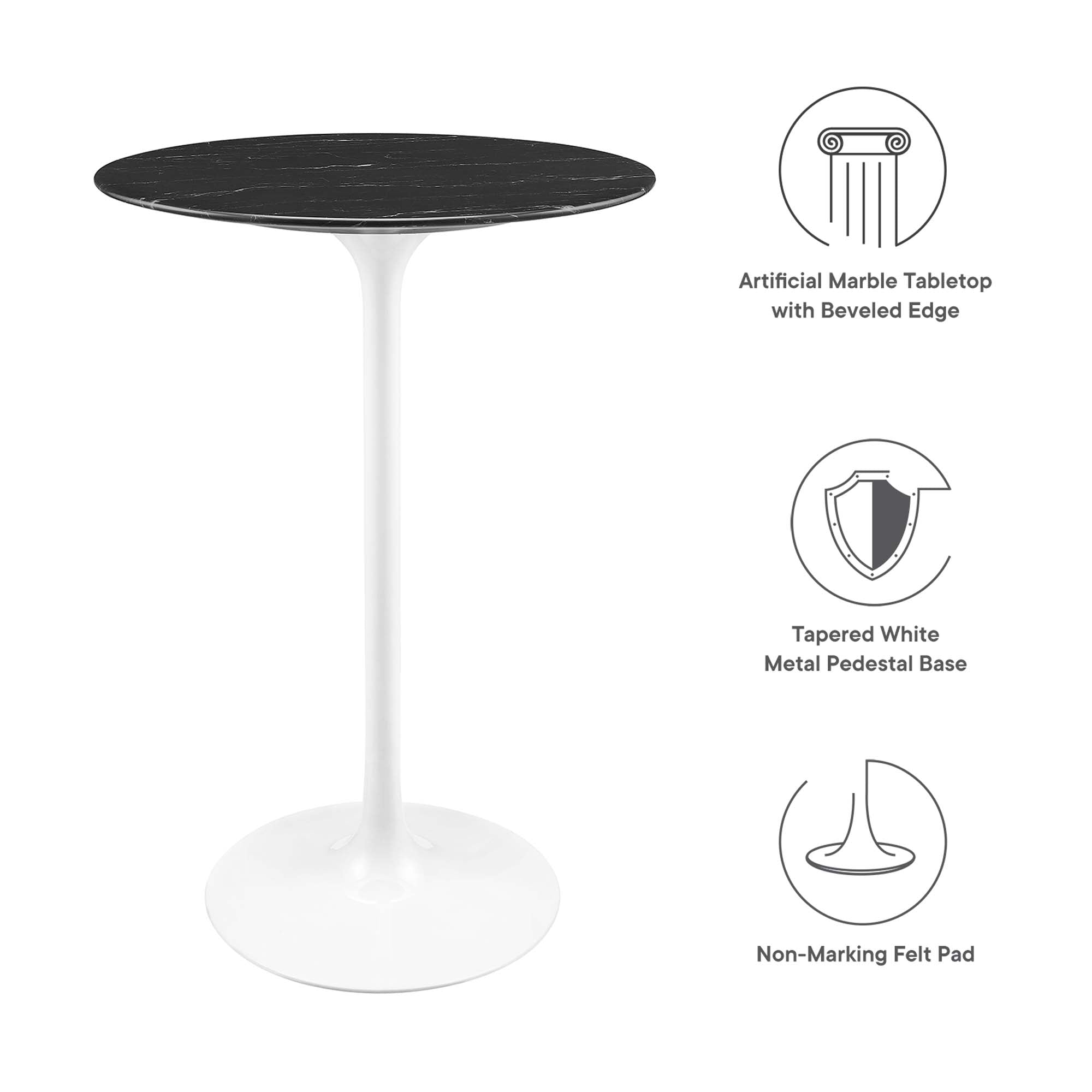 Lippa 28" Round Faux Marble Bar Table by Modway - Best Buy Furniture