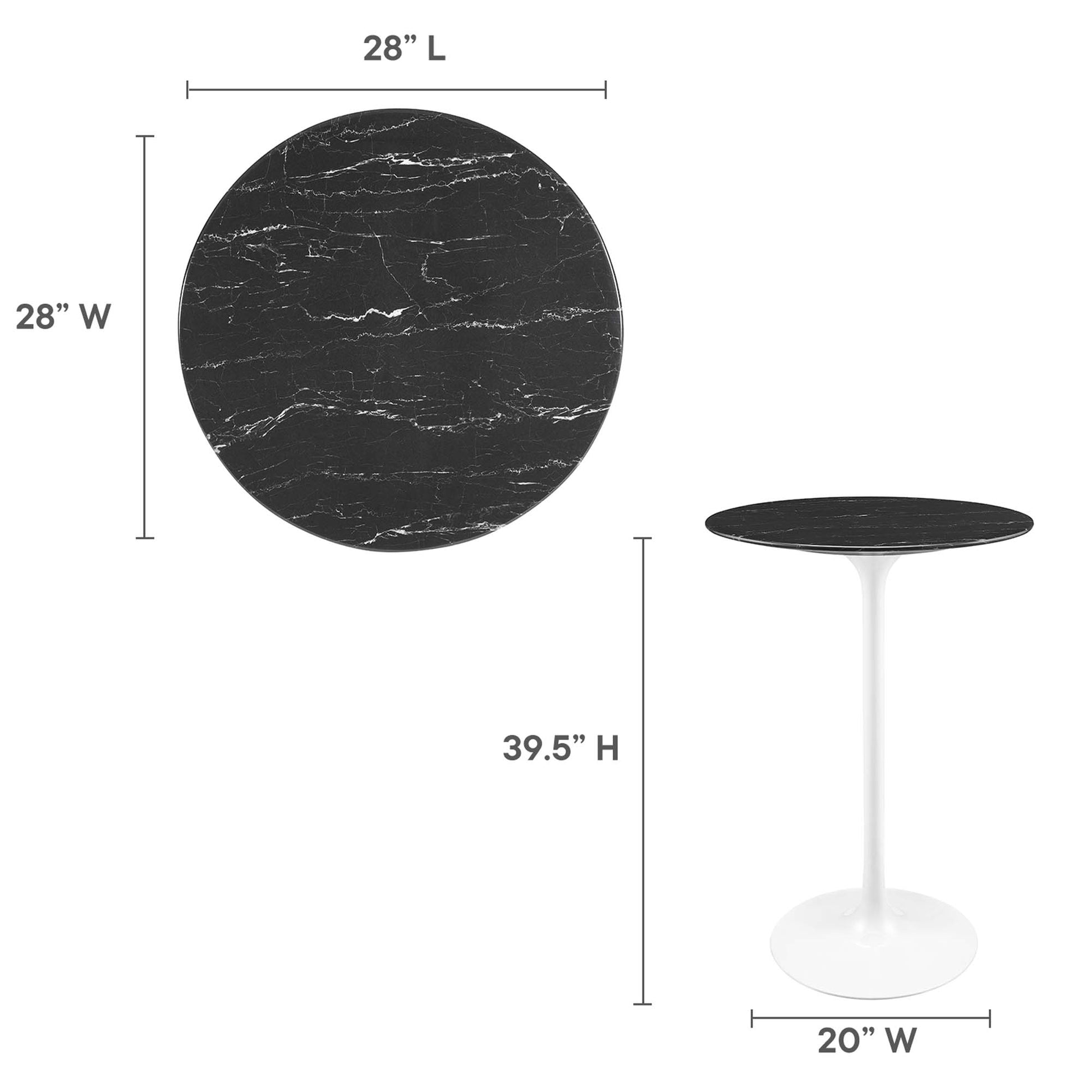 Lippa 28" Round Faux Marble Bar Table by Modway - Best Buy Furniture