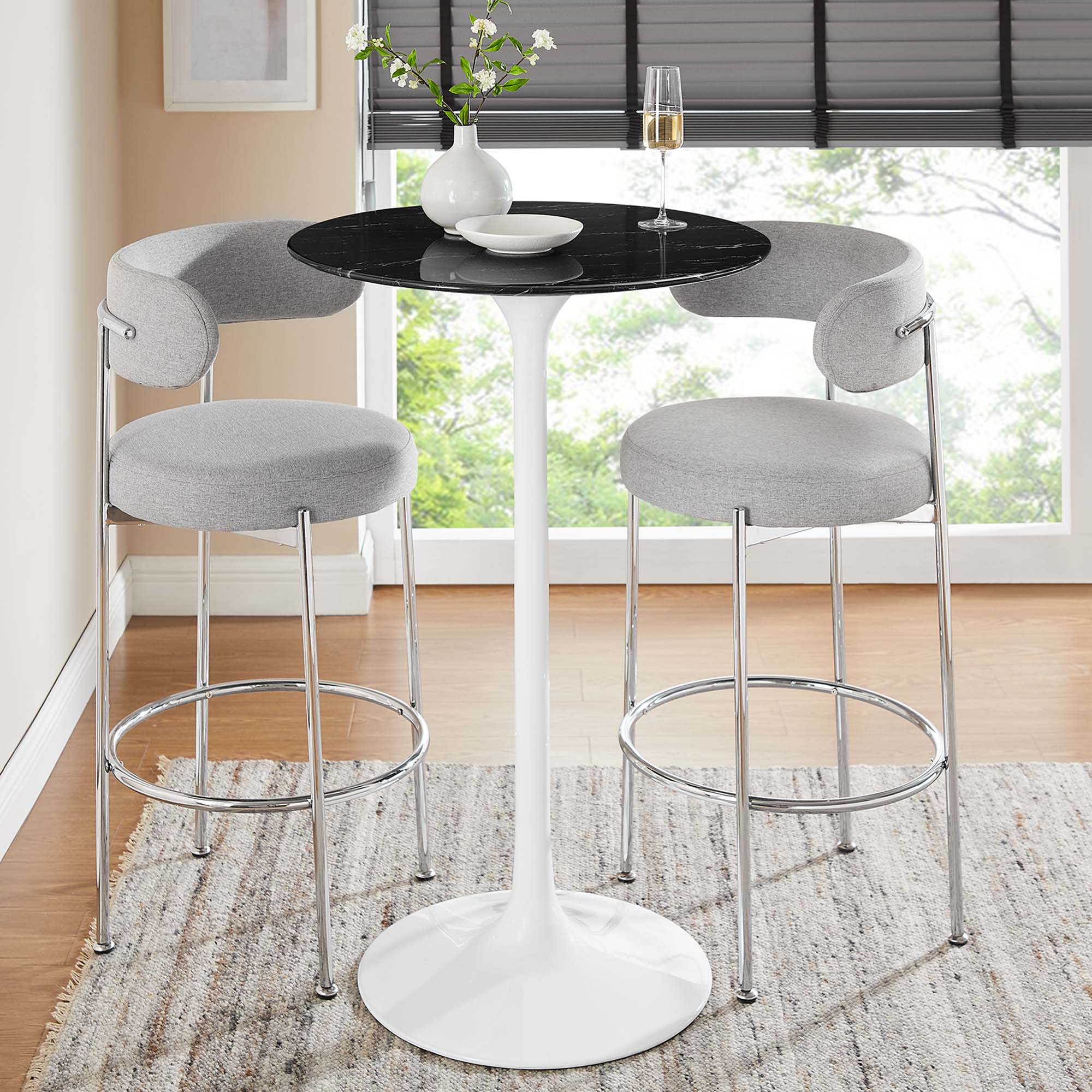 Lippa 28" Round Faux Marble Bar Table by Modway - Best Buy Furniture