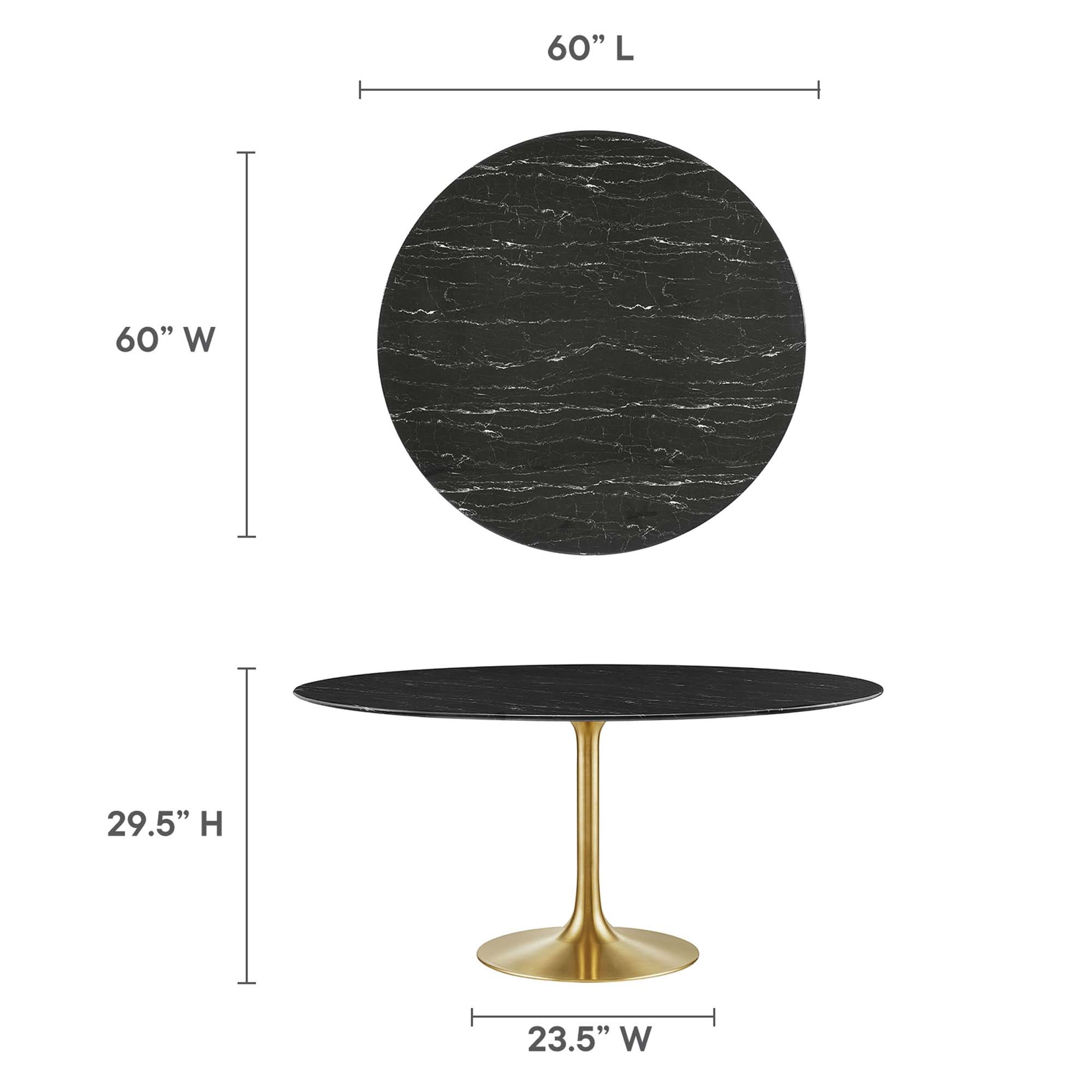 Lippa 60" Round Faux Marble Dining Table by Modway - Best Buy Furniture
