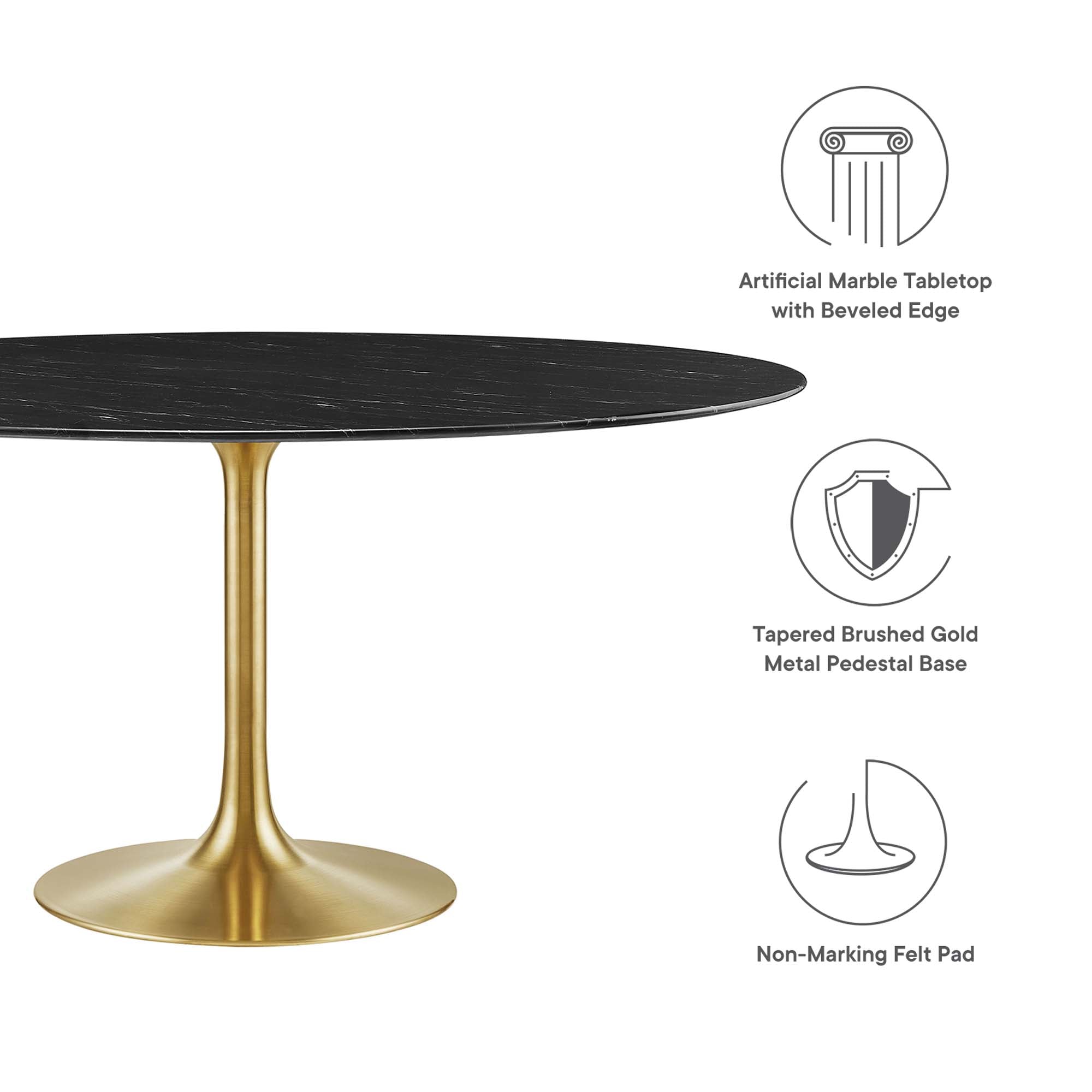 Lippa 60" Round Faux Marble Dining Table by Modway - Best Buy Furniture