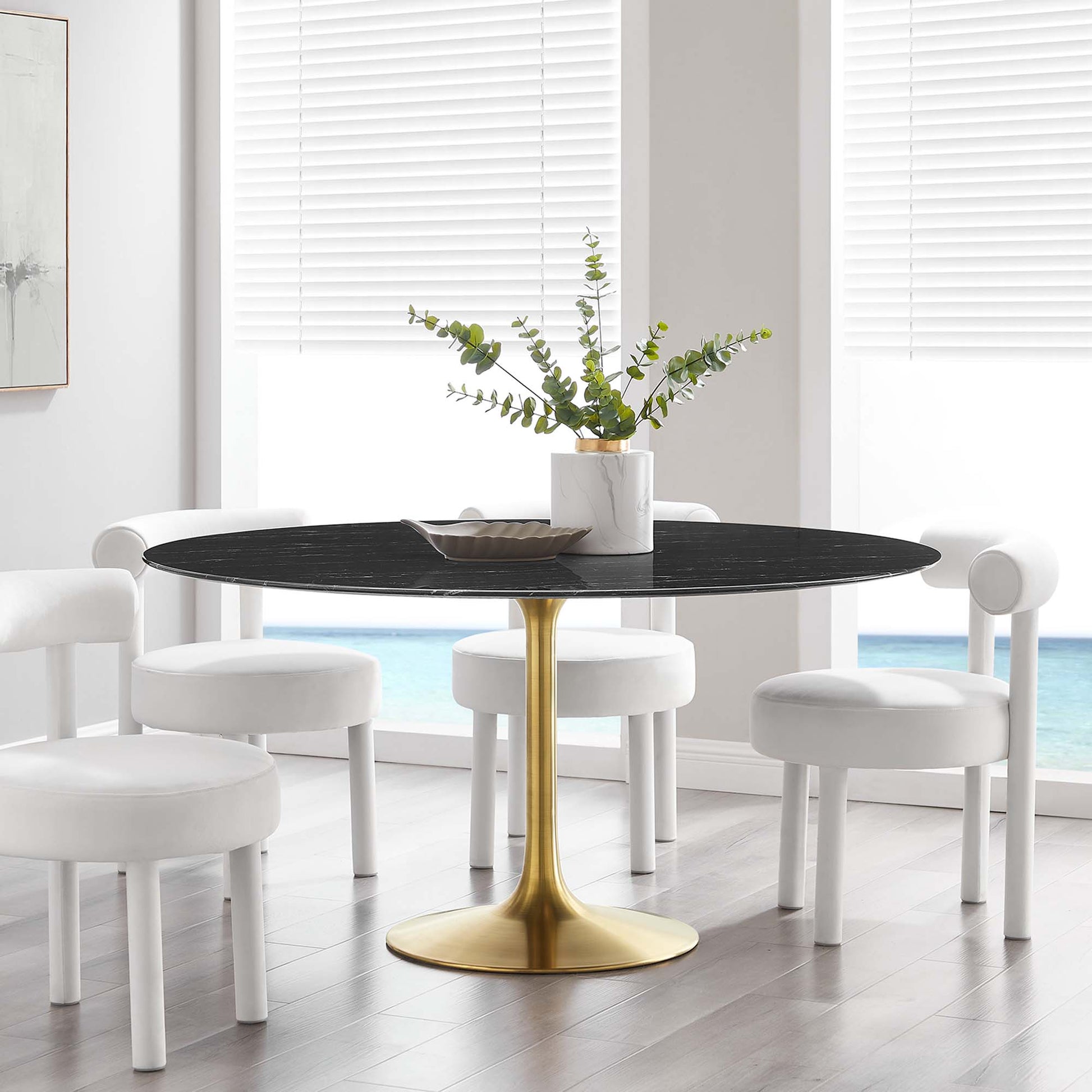 Lippa 60" Round Faux Marble Dining Table by Modway - Best Buy Furniture