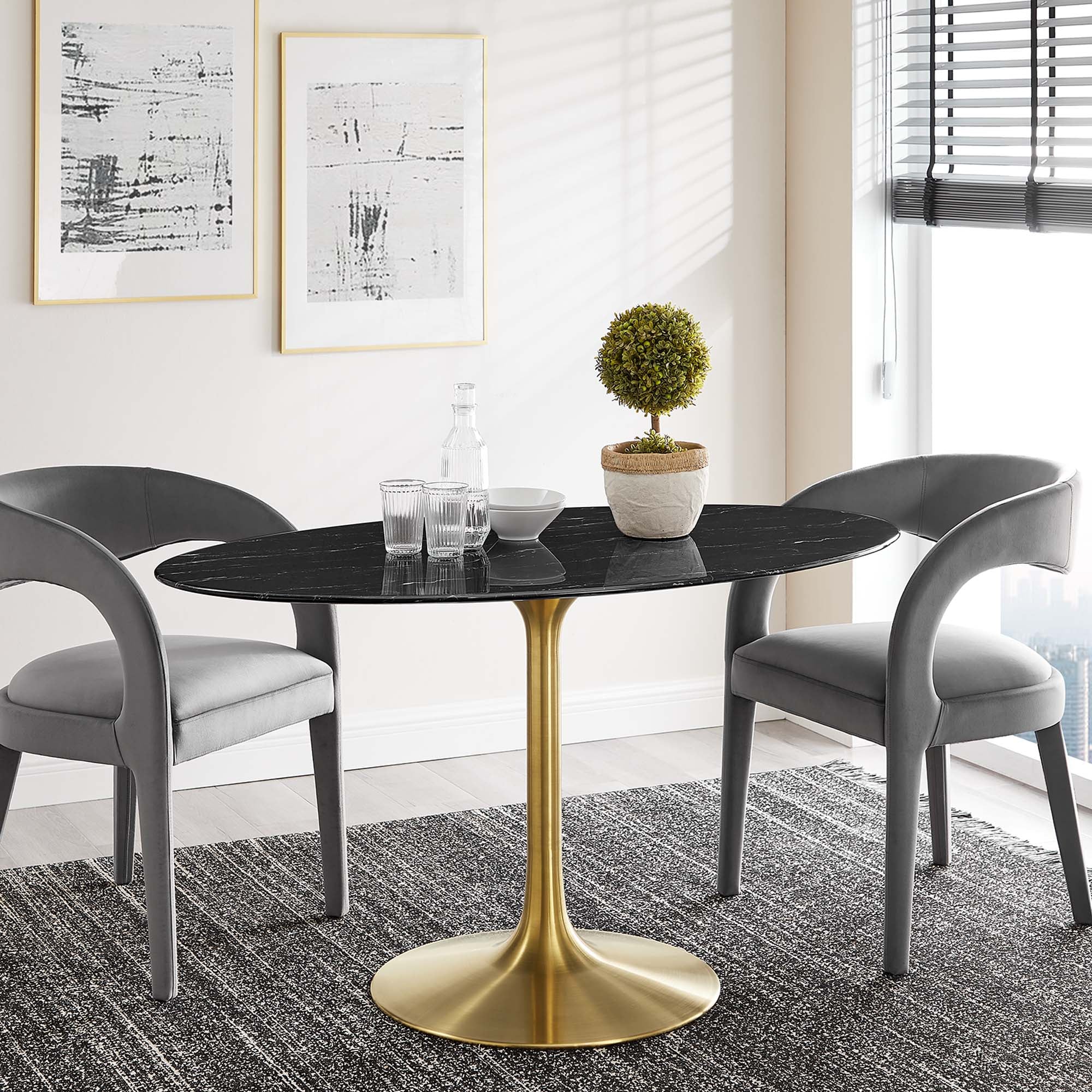 Lippa 54" Oval Faux Marble Dining Table by Modway - Best Buy Furniture