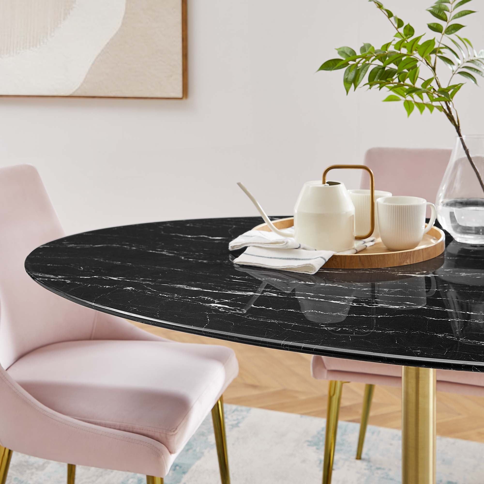 Lippa 60" Oval Faux Marble Dining Table by Modway - Best Buy Furniture