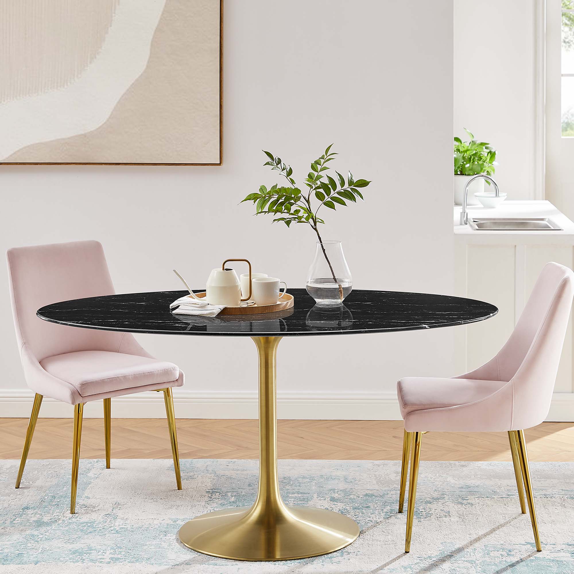 Lippa 60" Oval Faux Marble Dining Table by Modway - Best Buy Furniture