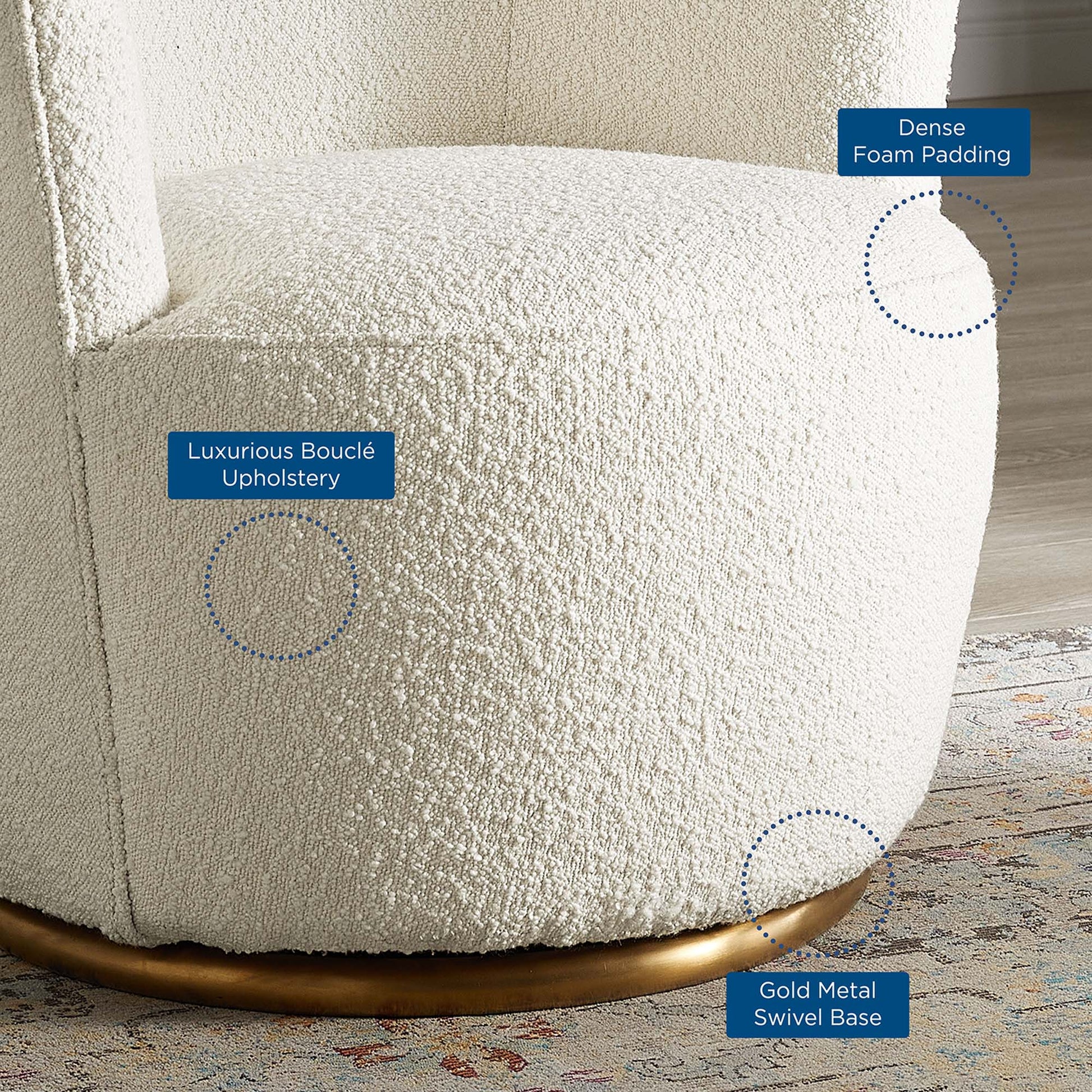Nora Boucle Upholstered Swivel Chair by Modway - Best Buy Furniture