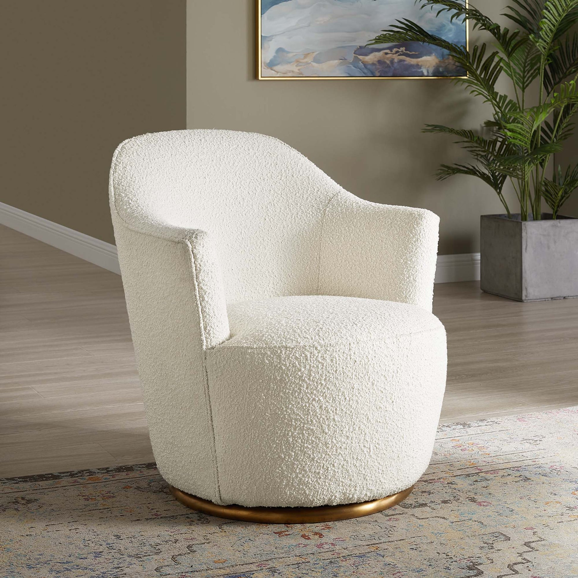 Nora Boucle Upholstered Swivel Chair by Modway - Best Buy Furniture
