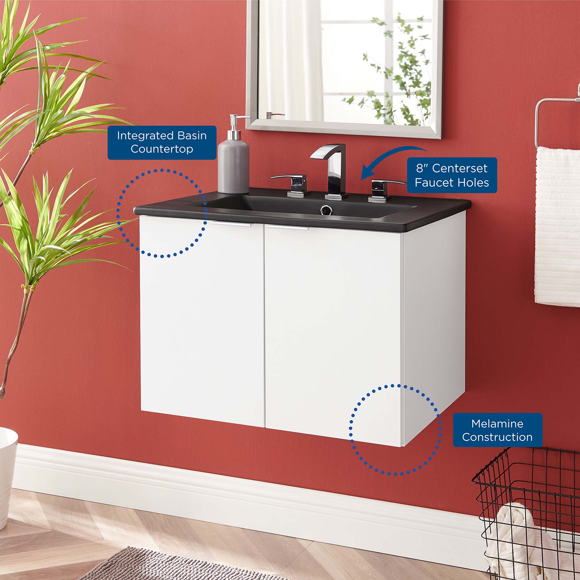 Maybelle 24" Wall-Mount Bathroom Vanity by Modway - Best Buy Furniture