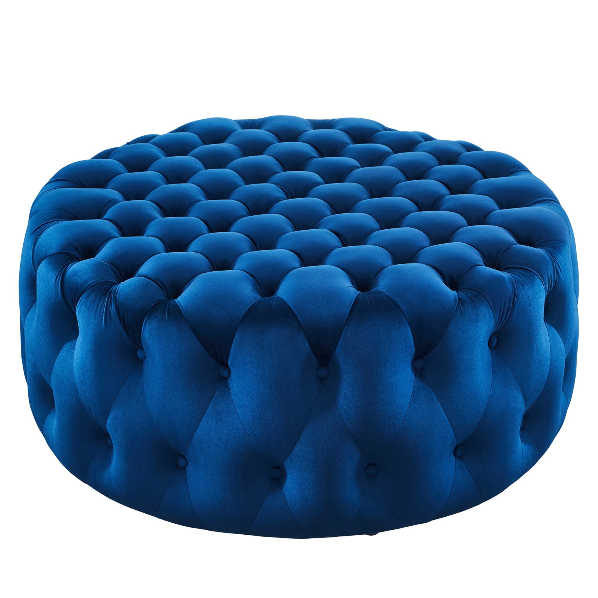 Amour Tufted Button Large Round Performance Velvet Ottoman by Modway
