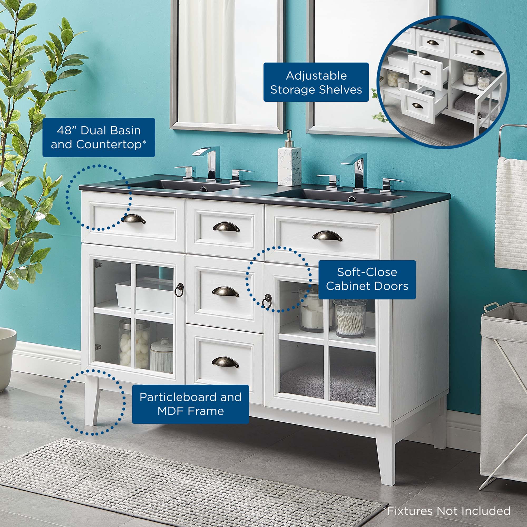 Isle 48" Double Bathroom Vanity Cabinet by Modway