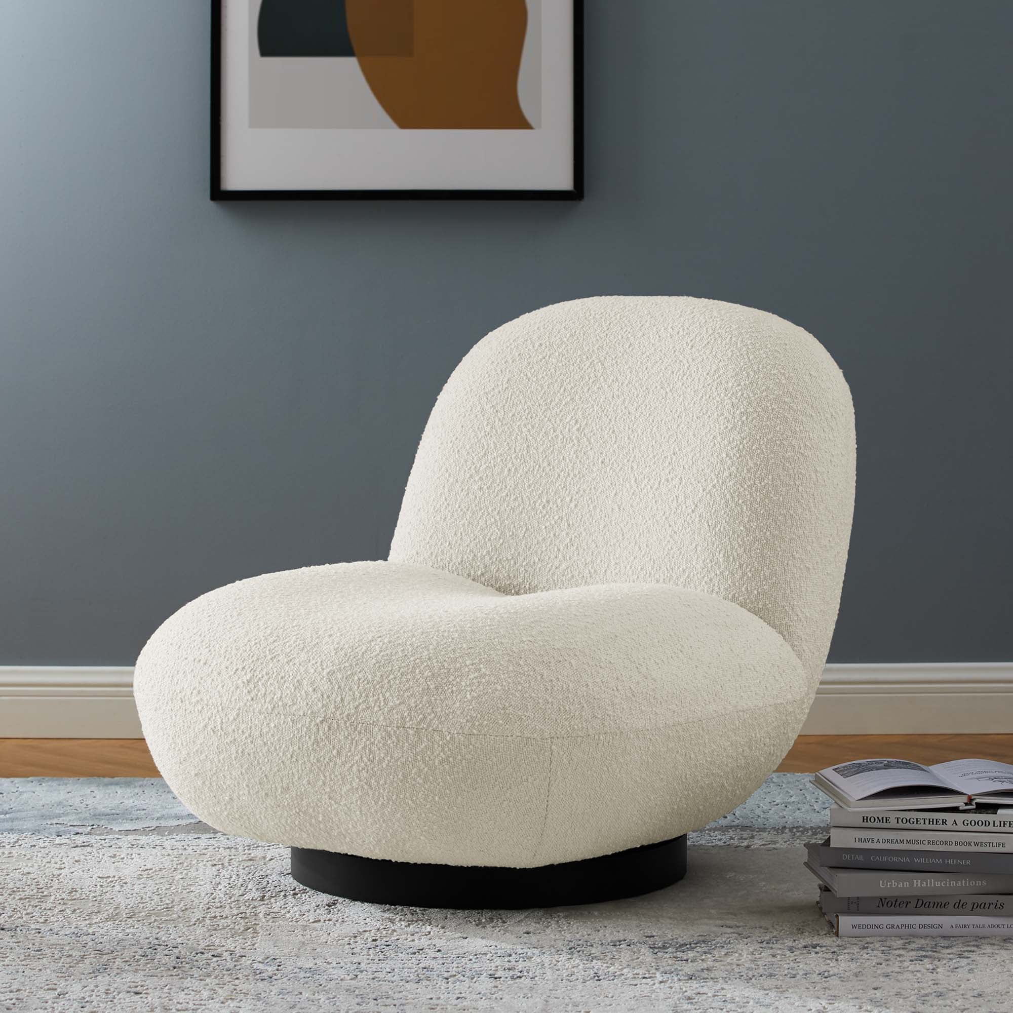 Kindred Boucle Upholstered Upholstered Fabric Swivel Chair by Modway