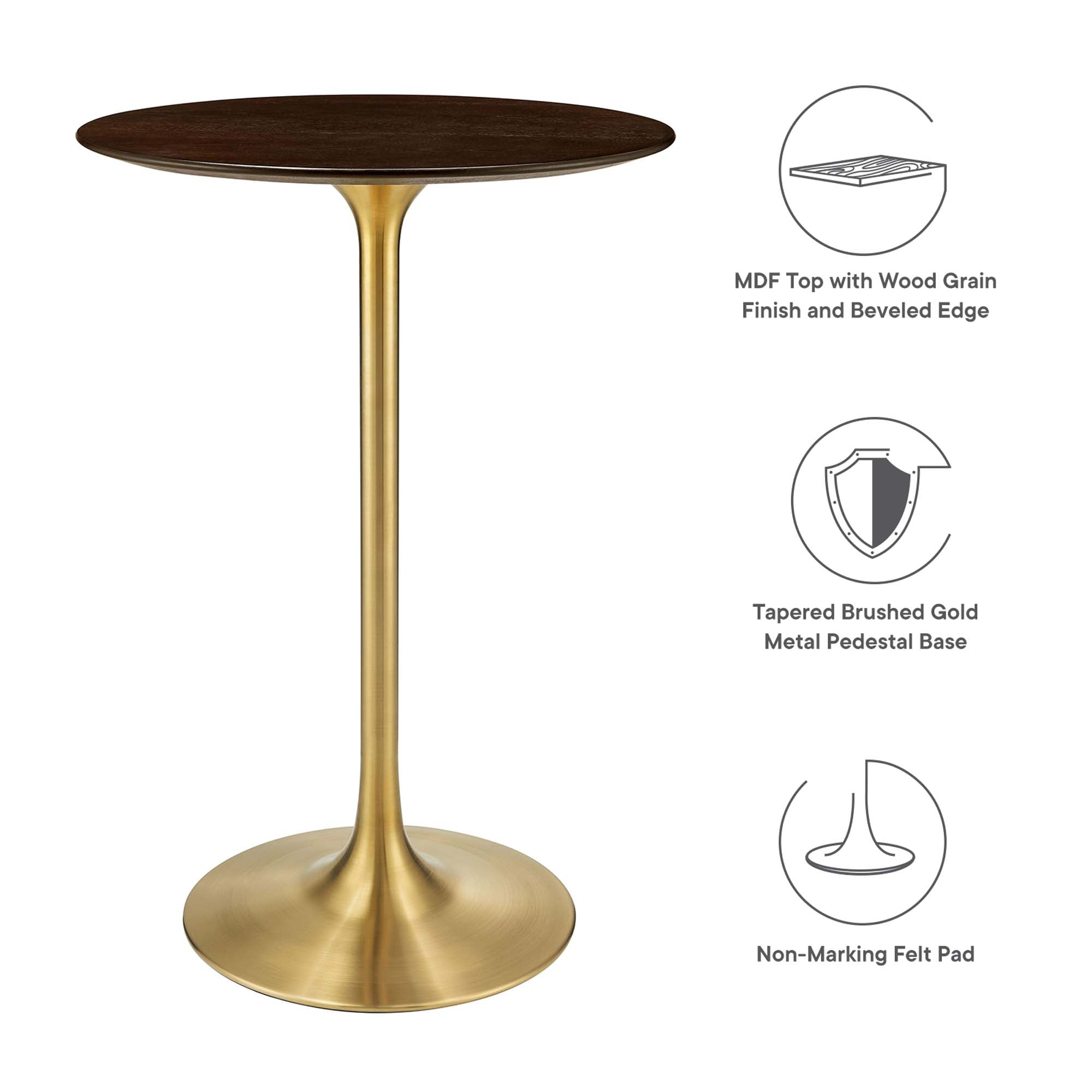 Lippa 28" Round Cherry Walnut Wood Bar Table by Modway - Best Buy Furniture