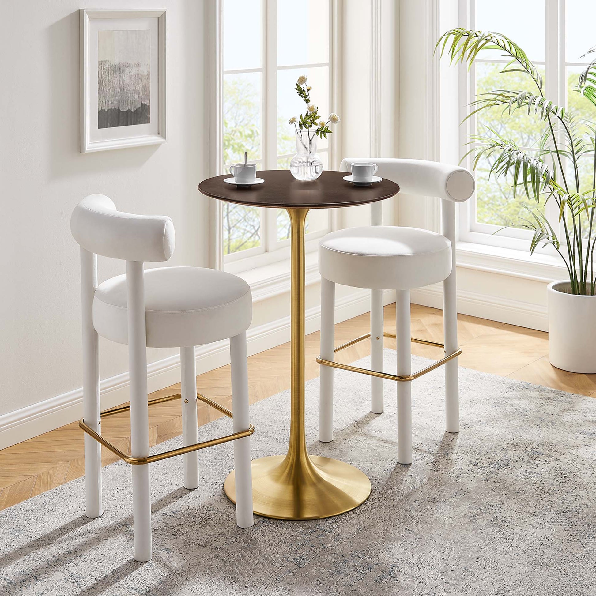 Lippa 28" Round Cherry Walnut Wood Bar Table by Modway - Best Buy Furniture
