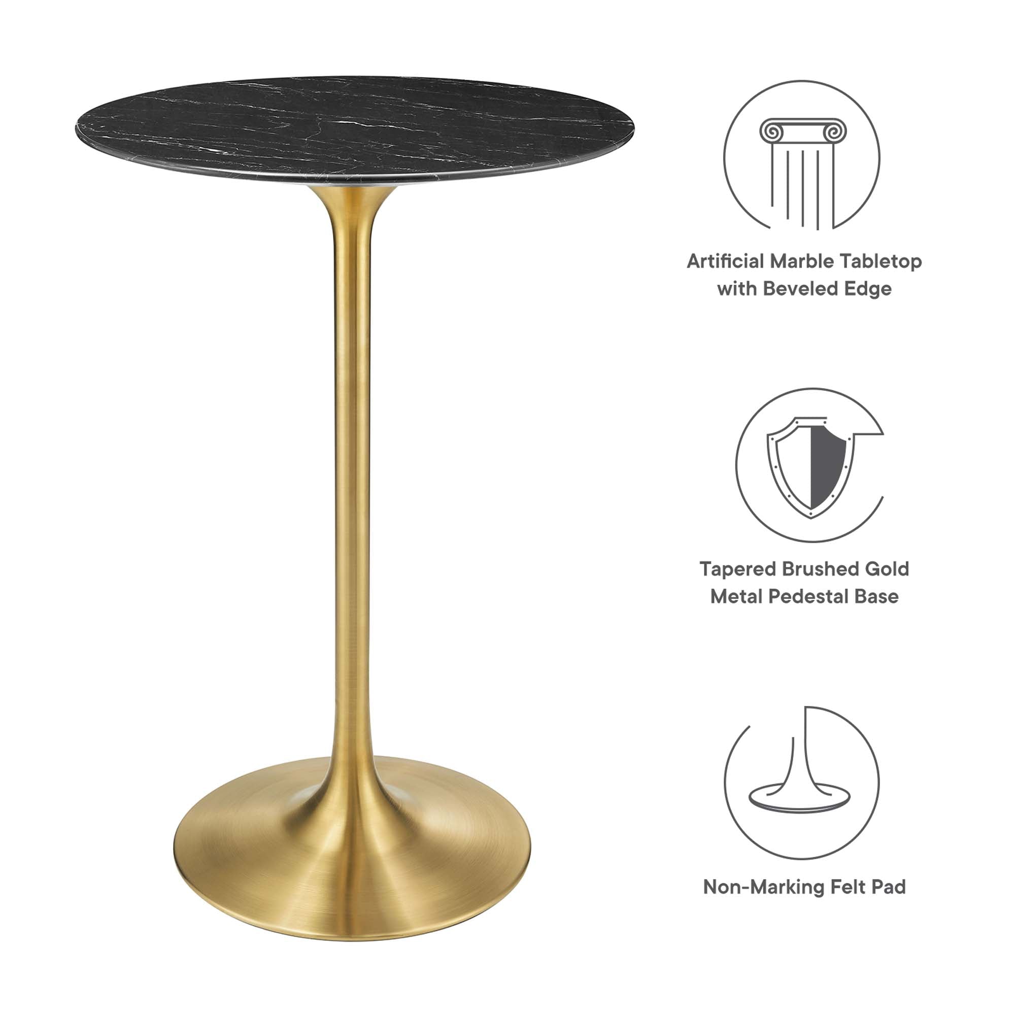 Lippa 28" Round Faux Marble Bar Table by Modway - Best Buy Furniture