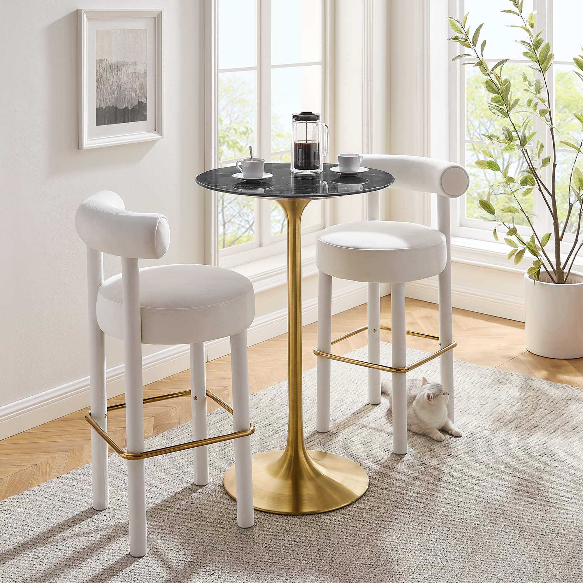 Lippa 28" Round Faux Marble Bar Table by Modway - Best Buy Furniture