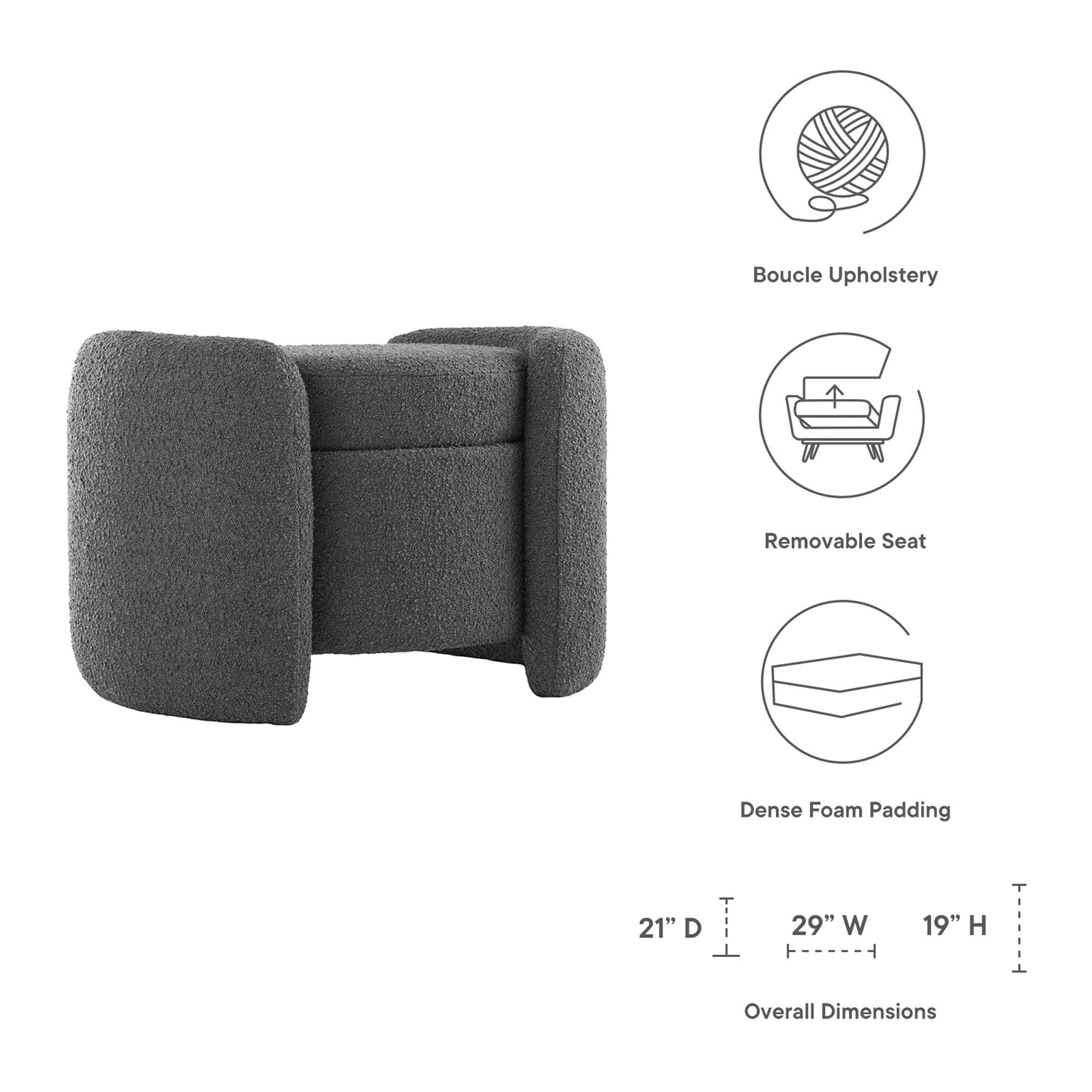 Nebula Boucle Upholstered Ottoman by Modway - Best Buy Furniture