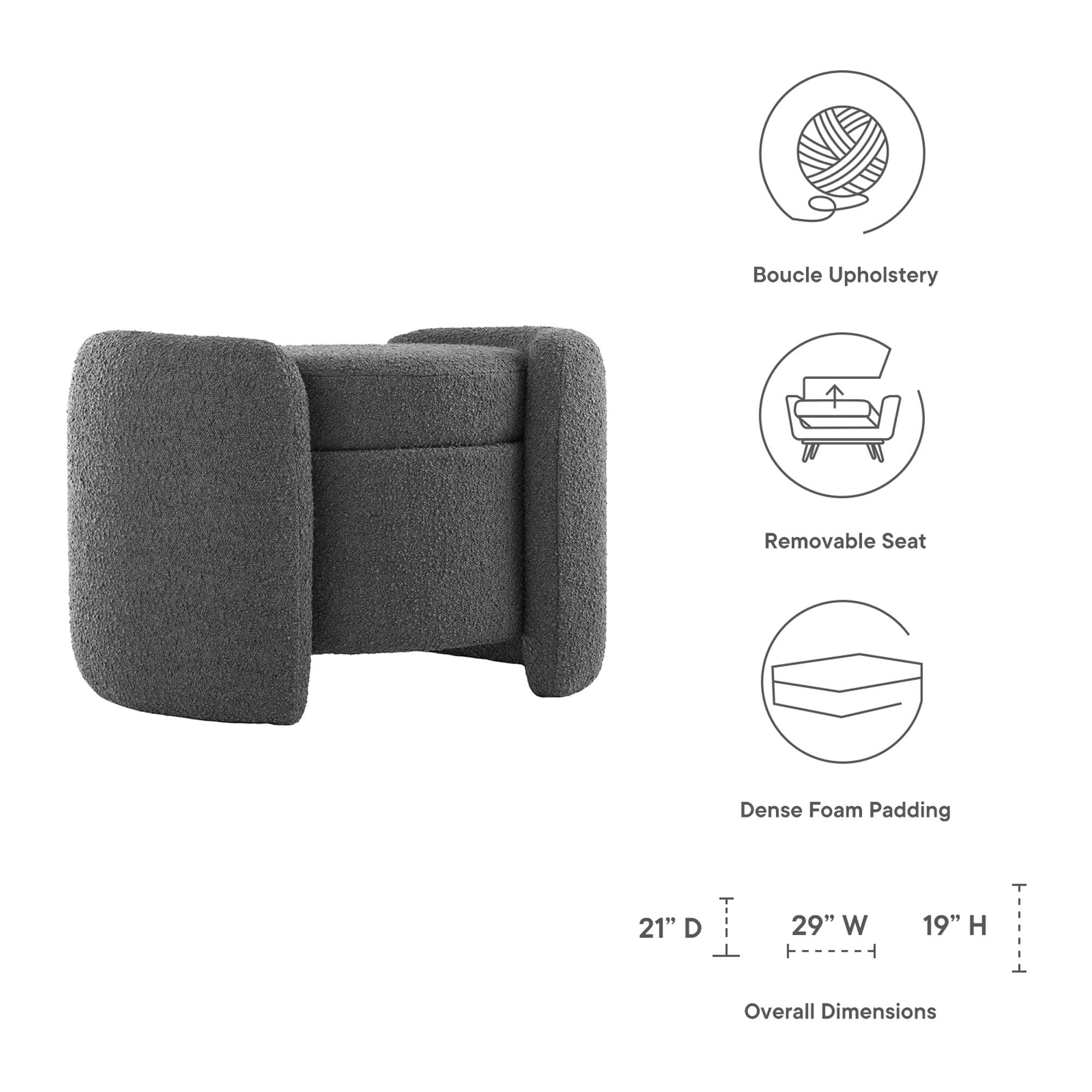 Nebula Boucle Upholstered Ottoman by Modway - Best Buy Furniture