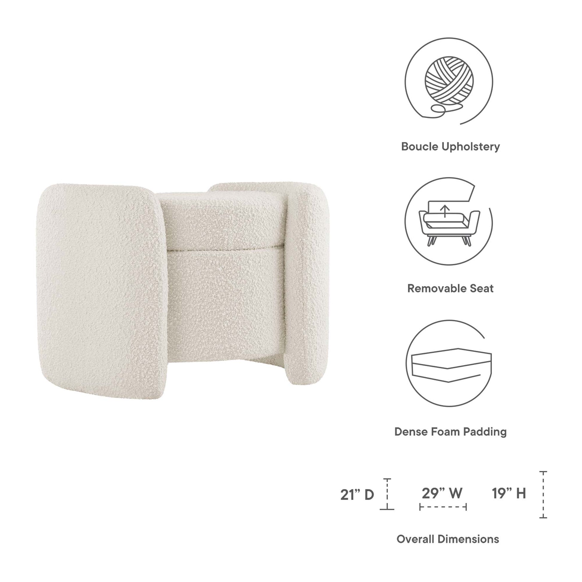 Nebula Boucle Upholstered Ottoman by Modway - Best Buy Furniture