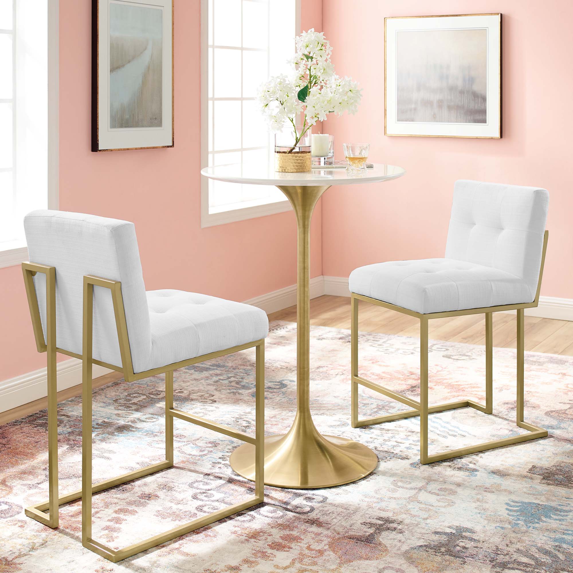 Privy Upholstered Fabric Counter Stool Set of 2 by Modway