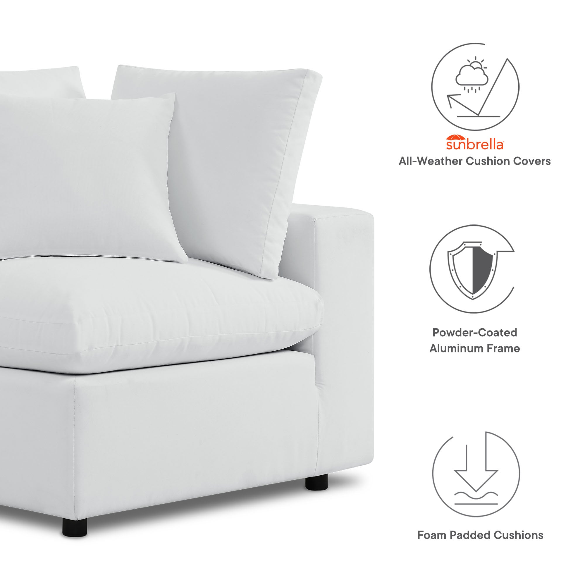 Commix 5-Piece Sunbrella� Outdoor Patio Sectional Sofa by Modway