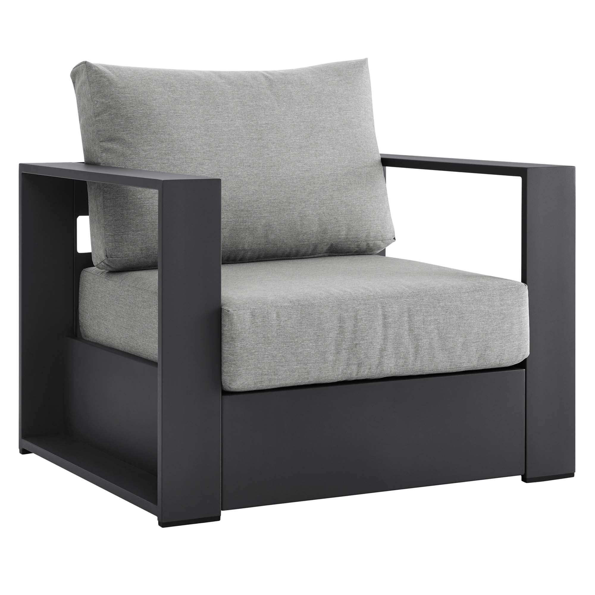 Tahoe Outdoor Patio Powder-Coated Aluminum Armchair in Gray Gray